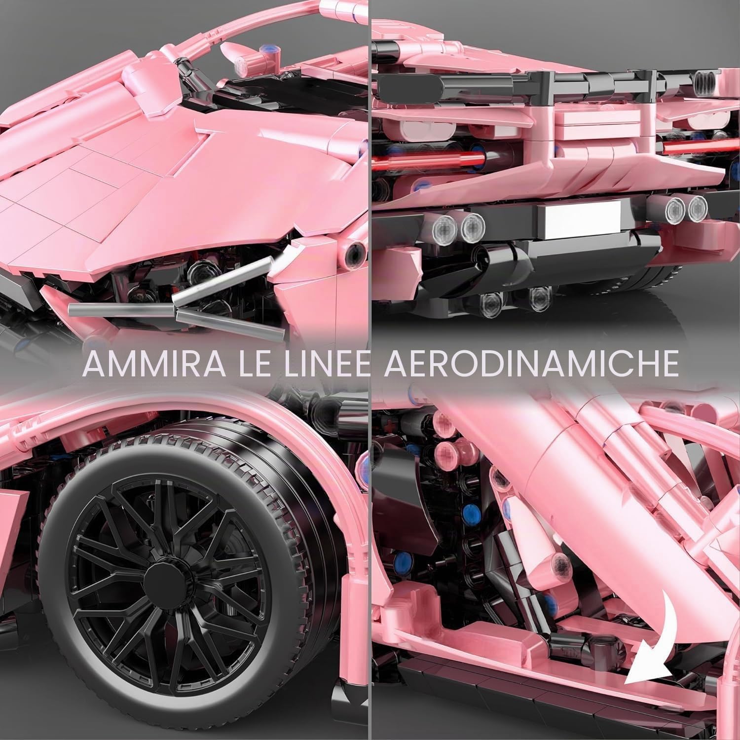 JUCYJULY Technik, set di mattoncini da costruzione per auto sportive, 1299 mattoncini da costruzione per auto da corsa, giocattolo regalo per adulti e bambini