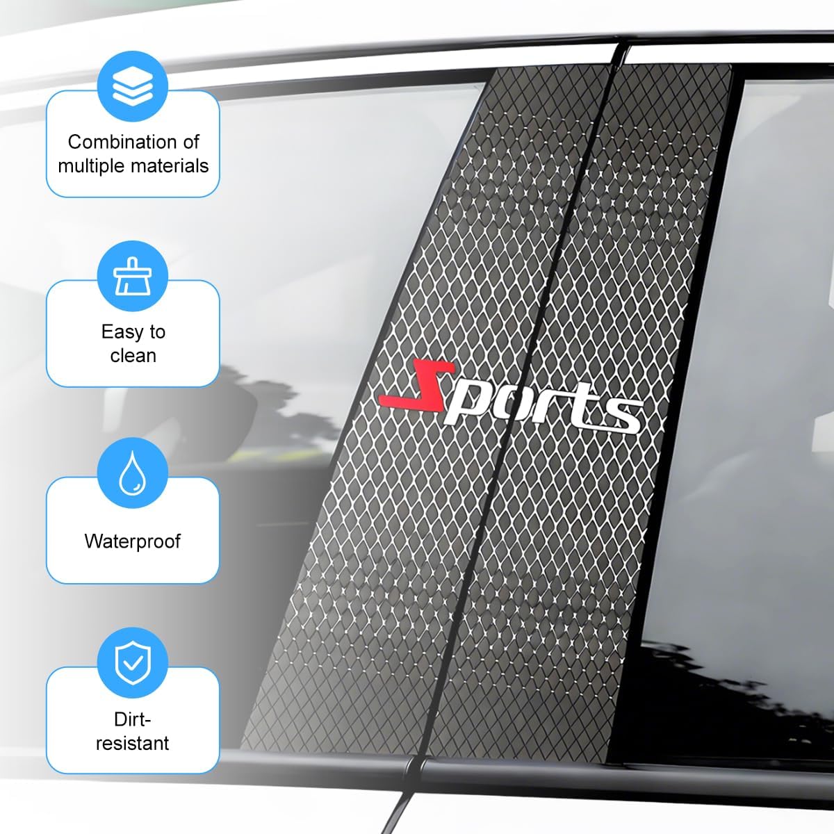 2 Pack B-Pillar Scratch Cover Decal Stickers, Sport Style image 5