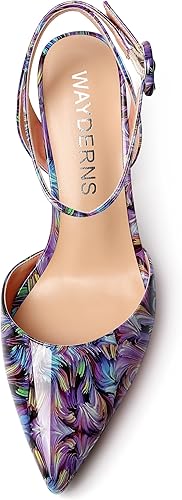 Miniatura 3 de WAYDERNS Zapatos de tacón alto con correa ajustable para mujer, con hebilla en punta y hebilla en el tobillo, 4 pulgadas
