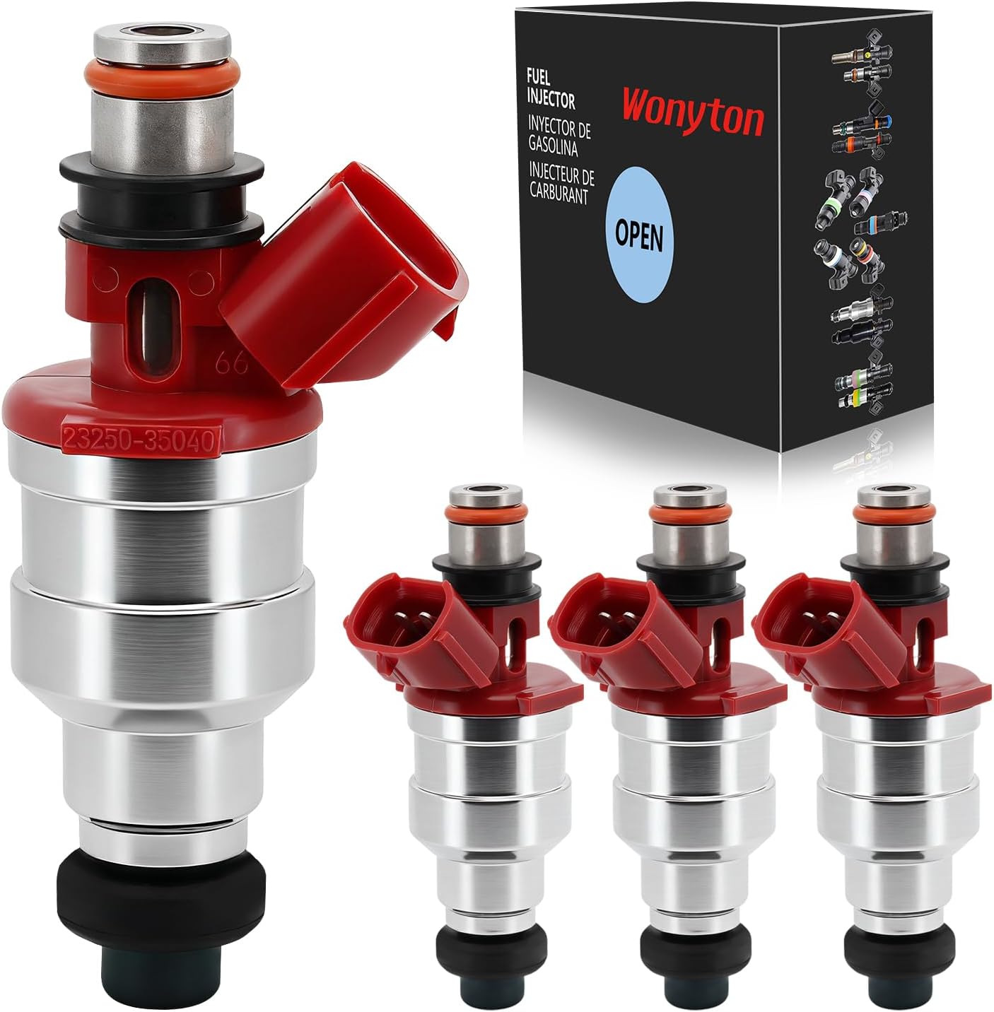 Set of 4 1989-1995 Fuel Injectors Compatible for Toyota 4Runner 1989-1995, Toyota Pickup T100 1989-1995, 22RE 2.4L, Replace 23250-35040