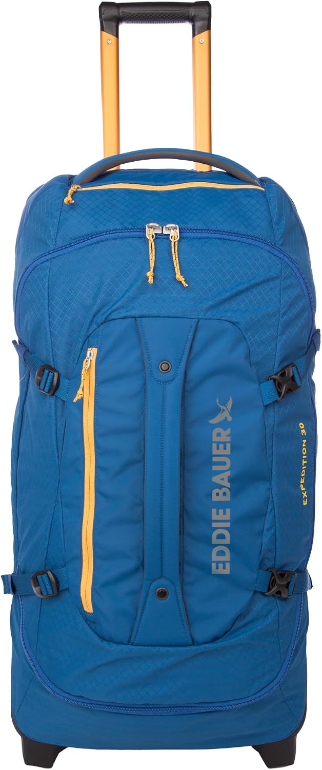 Eddie Bauer Expedition Rolling Duffel Bag with Wheels | Travel | Check-In | Luggage | Rugged | Durable - True Blue, 30"