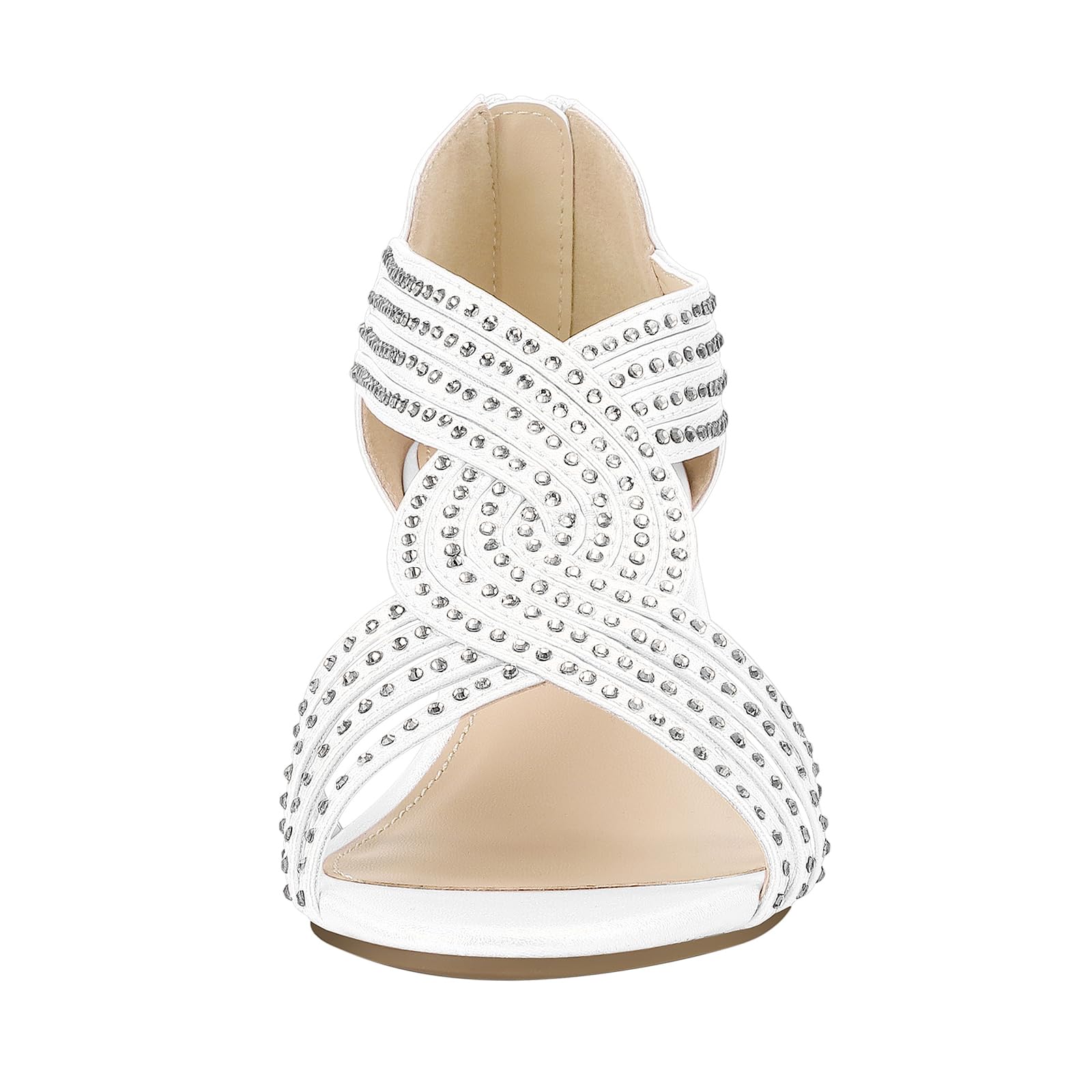 PIZZ ANNU Sandalias Mujer Verano con Tacón de Cuña Diamante de Imitación Zapatos Moda Punta Abierta Elegante Boda Fiesta Damas Zapatos
