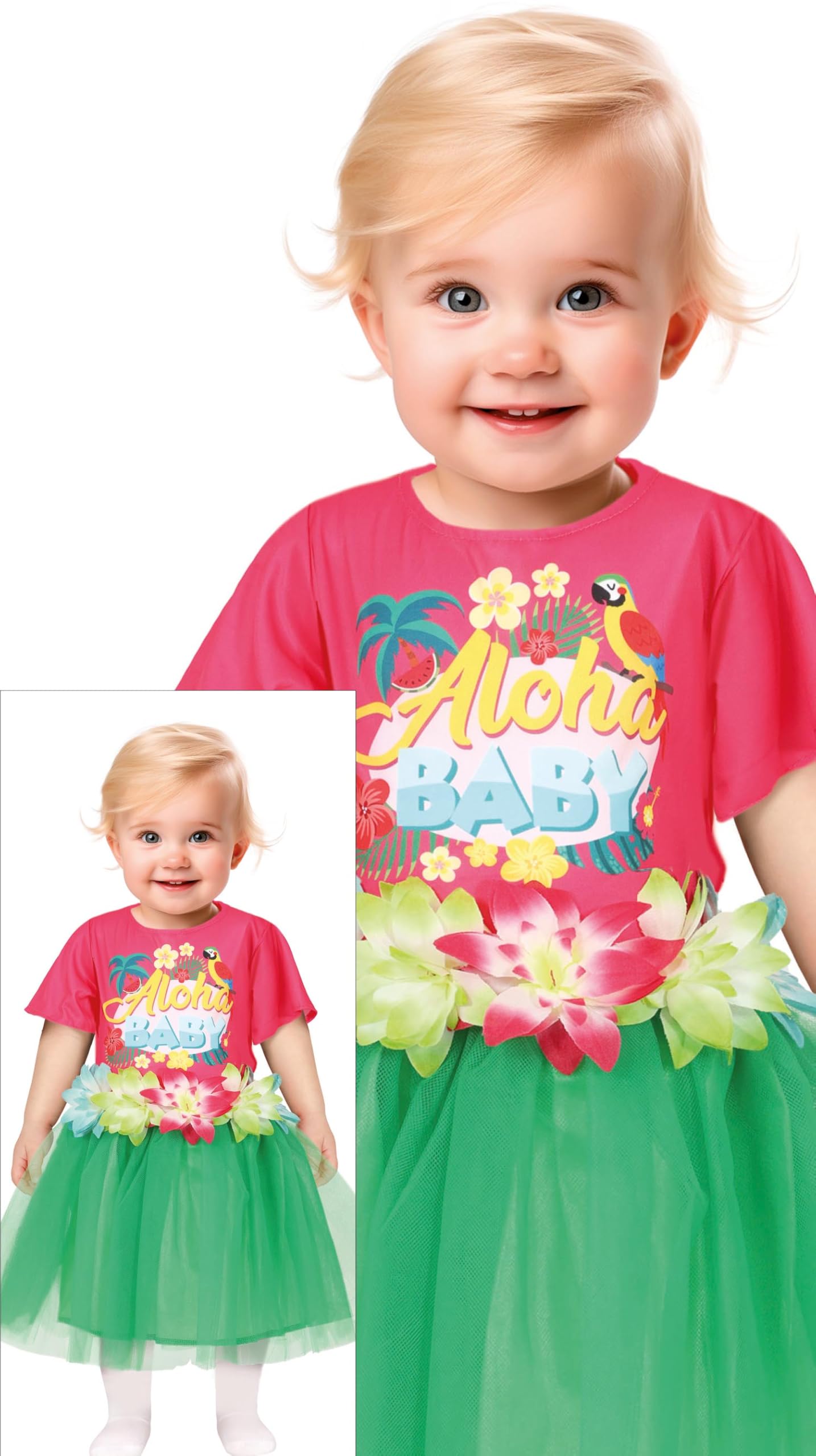 FIESTAS GUIRCA | Costume Aloha Tropical Enfant - T-shirt et Tutu - Costumes d'Été et de Graduation pour Fêtes Costumées et Célébrations - Idéal pour Petites Filles