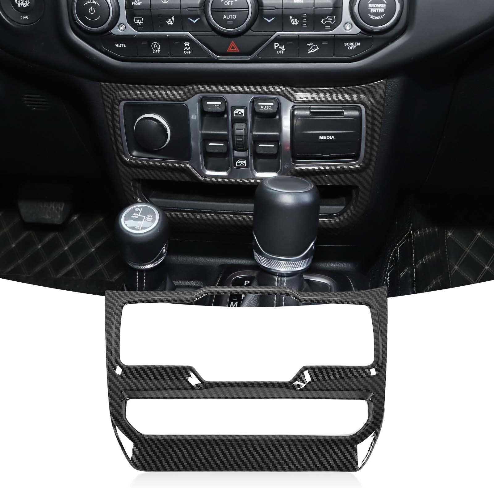 JeCar Window Control Panel Trim Cover Interior Decoration Accessories Compatible with Jeep Wrangler 2018-2023 JL JLU, Carbon Fiber Texture
