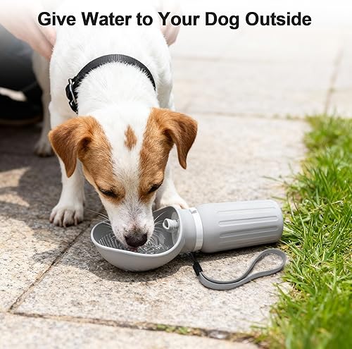 Miniatura 8 de Botella de agua portátil para perros con contenedor de alimentos, dispensador de agua para mascotas 2 en 1 a prueba de fugas para caminar,