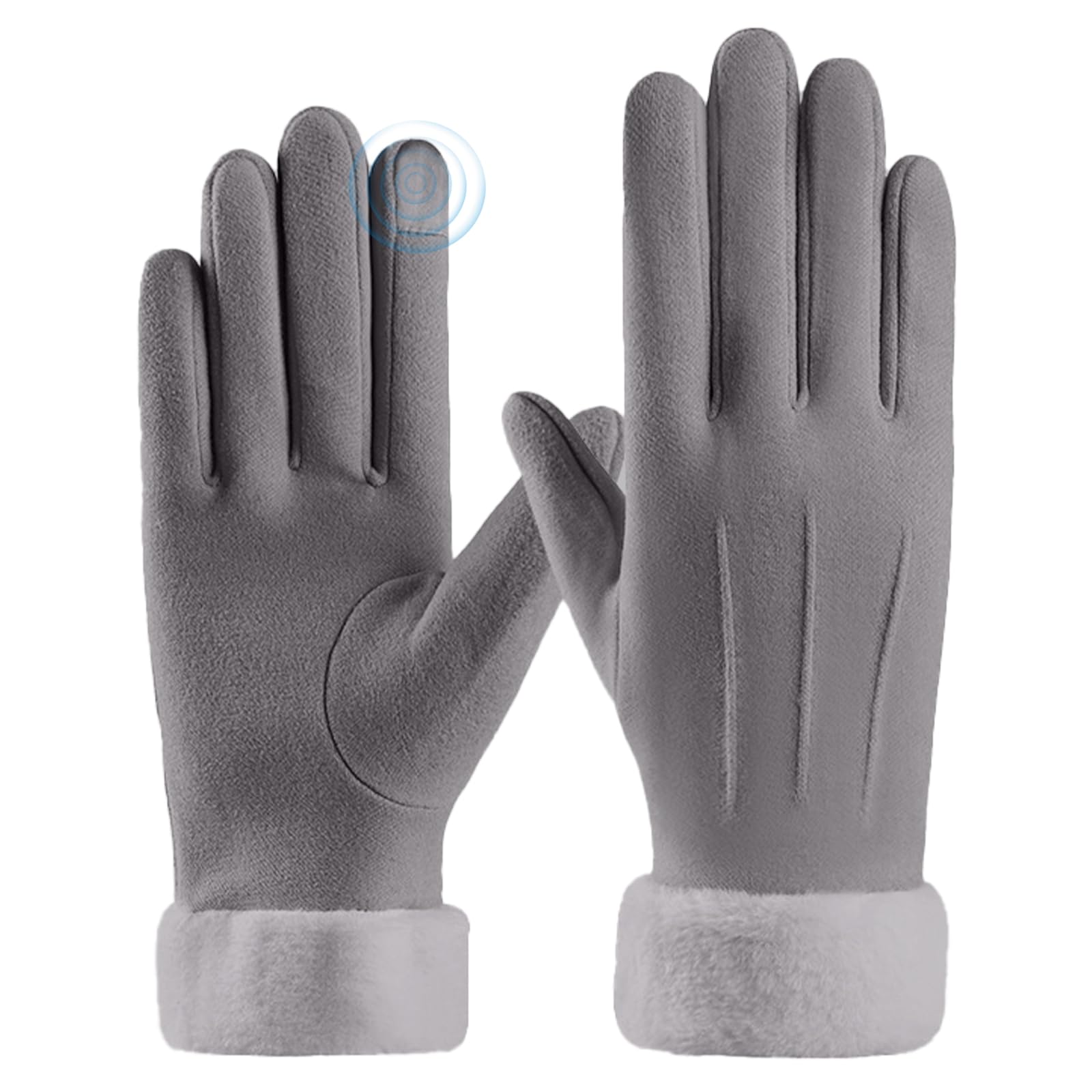 SGQTZDZQ Winter Gloves for Women, Ladies Touch Screen Fingertip Glove, Chamois Leather Thermal Gloves Womens Outdoor Driving Cycling Running (Grey)