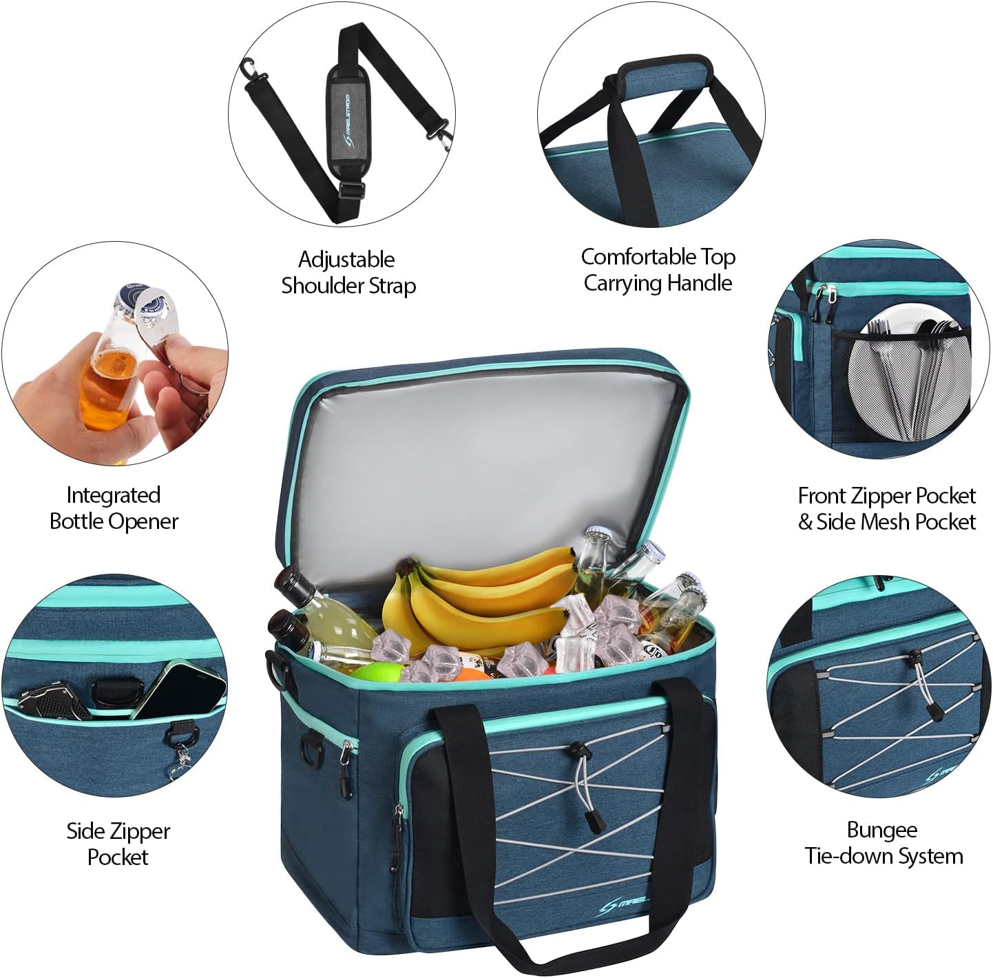 Maelstrom Portable Collapsible Soft Cooler Bag – 24/30/60 Cans Double-Deck Leakproof Ice Chest for Beach, Camping & Grocery