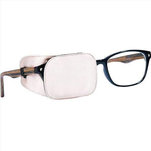 Astropic Parche de seda para ojos para adultos y niños, gafas para cubrir cualquier ojo (M, beige cremoso)