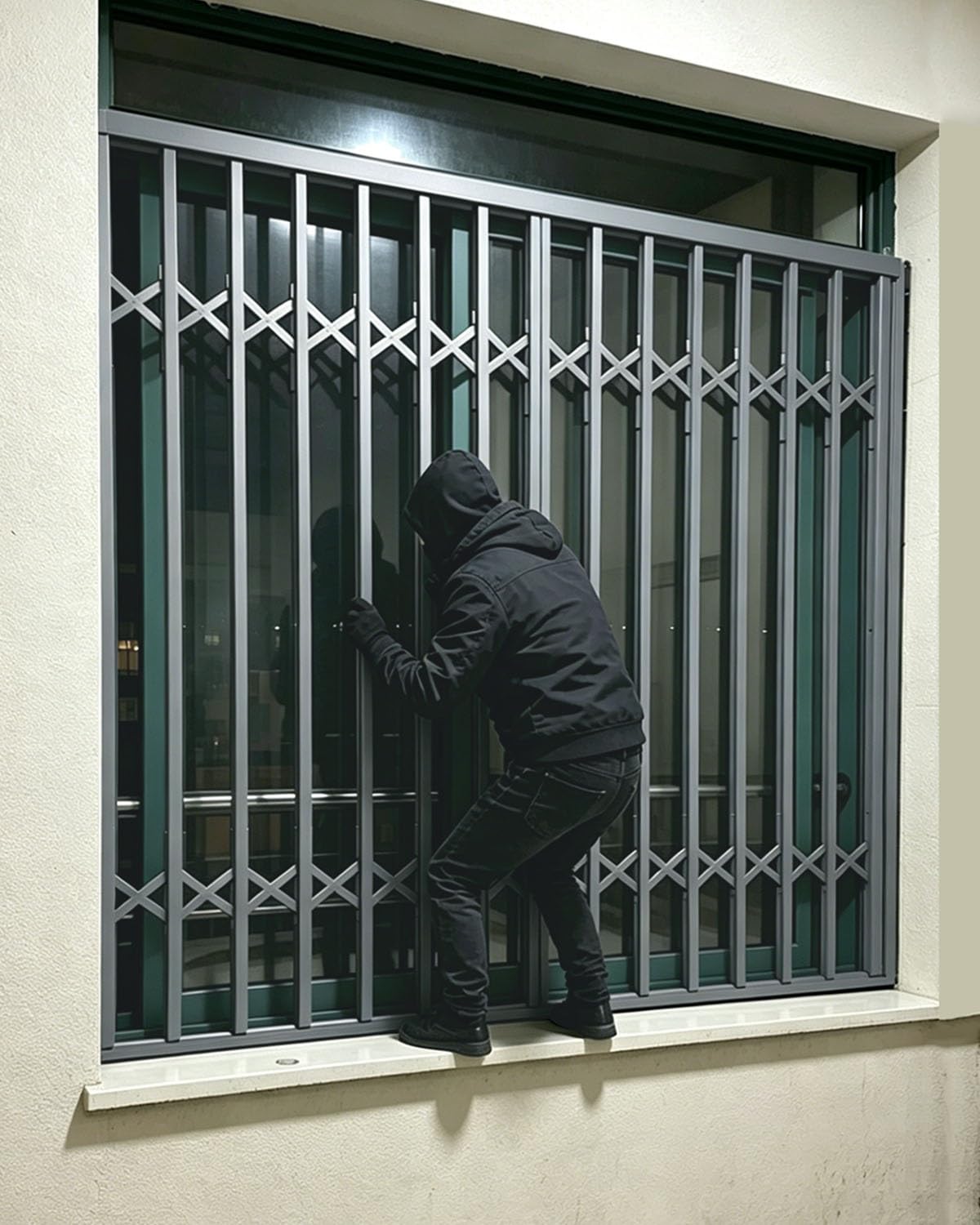 Rejas para Ventanas Exteriores Barra de Seguridad Abatible para Ventanas, Reja de Seguridad Metálica para Ventanas con Cerradura y Llave, Reja Retráctil y Deslizante | 55x85cm/22x33in