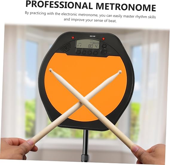 Digital Electronic Drum Pad Training Practice Metronome with Full Dynamic Range LCD Screen Lightweight Portable for Drummers