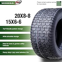 Vista 3 de WANDA Juego de 4 neumáticos de césped de 15X6-6 y 20X8-8 para cortacésped, carrito de césped, 4 capas, 13114/13131