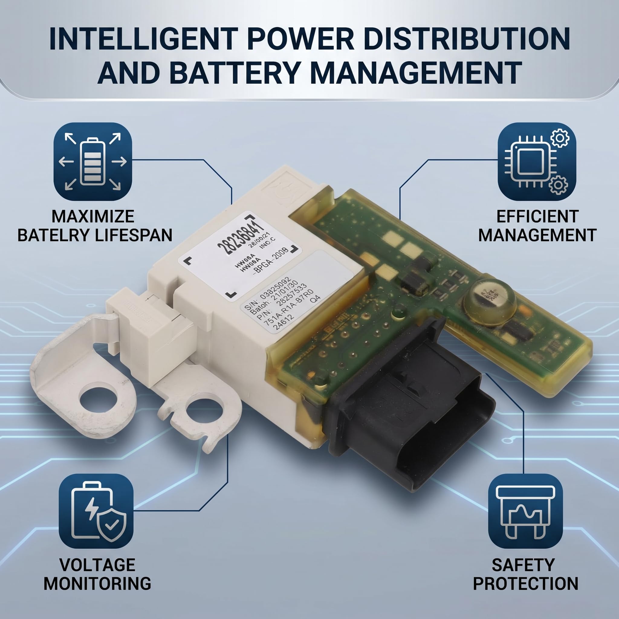 Scatola dei Fusibili del Gestore della Batteria, Modulo di Gestione della Batteria di Distribuzione Intelligente dell'energia Alimentatore Stabile 28236841 per C4 dal,Altri Accessori