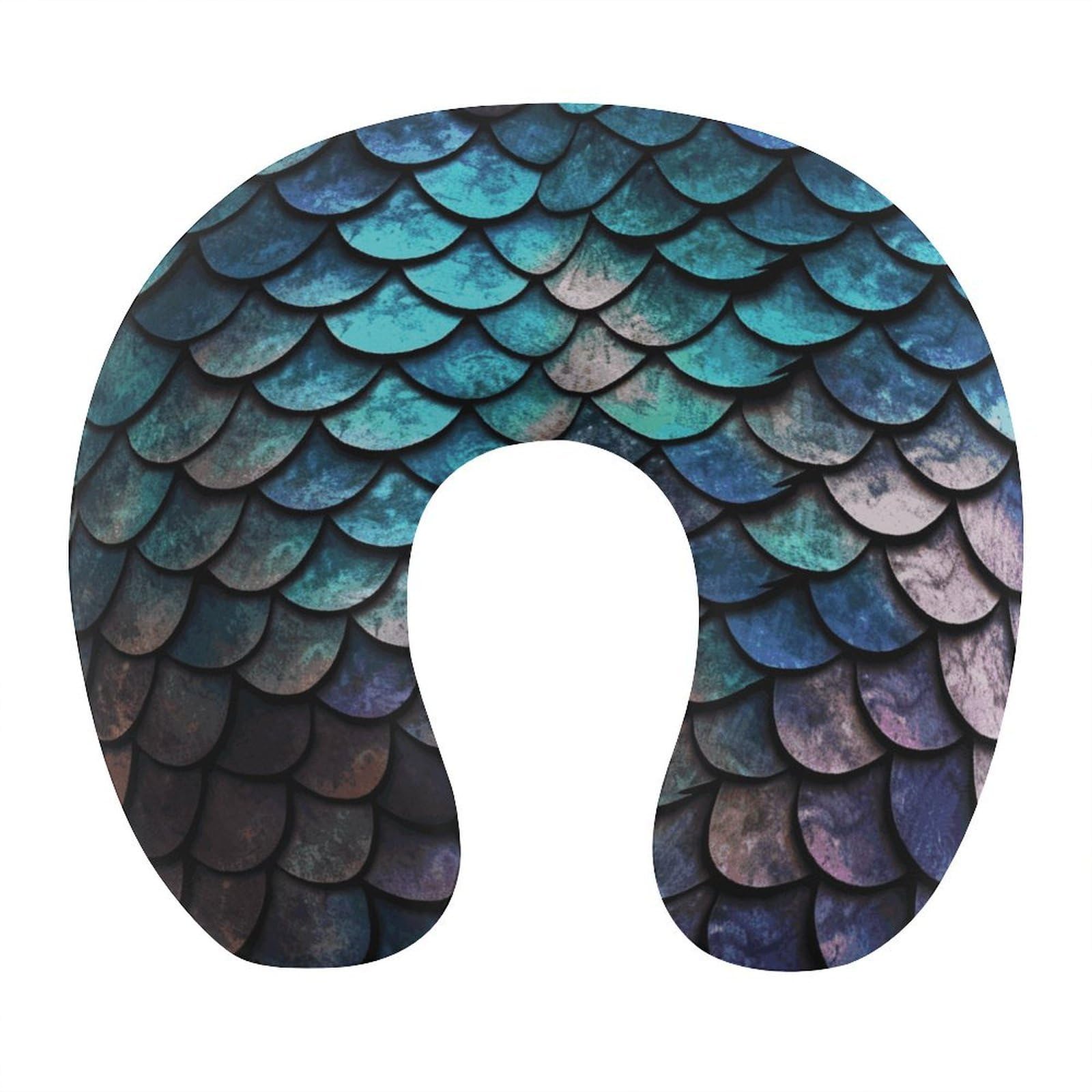 Btcowzrv Style Dragon Scale Pattern U Shaped Neck Pillow Travel Pillows