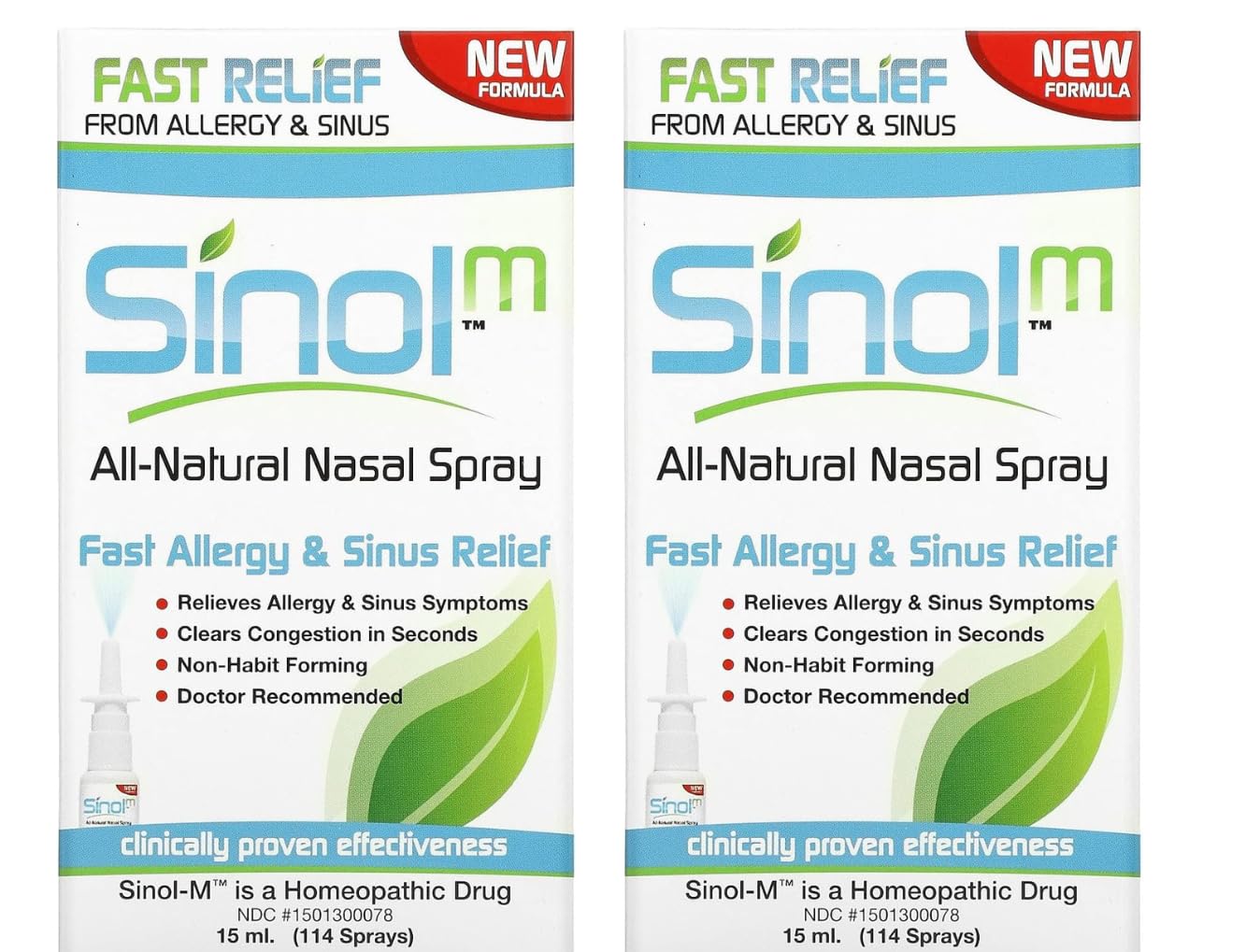 Sinol"All Natural" Allergy & Sinus Nasal Spray (Set Of 2)