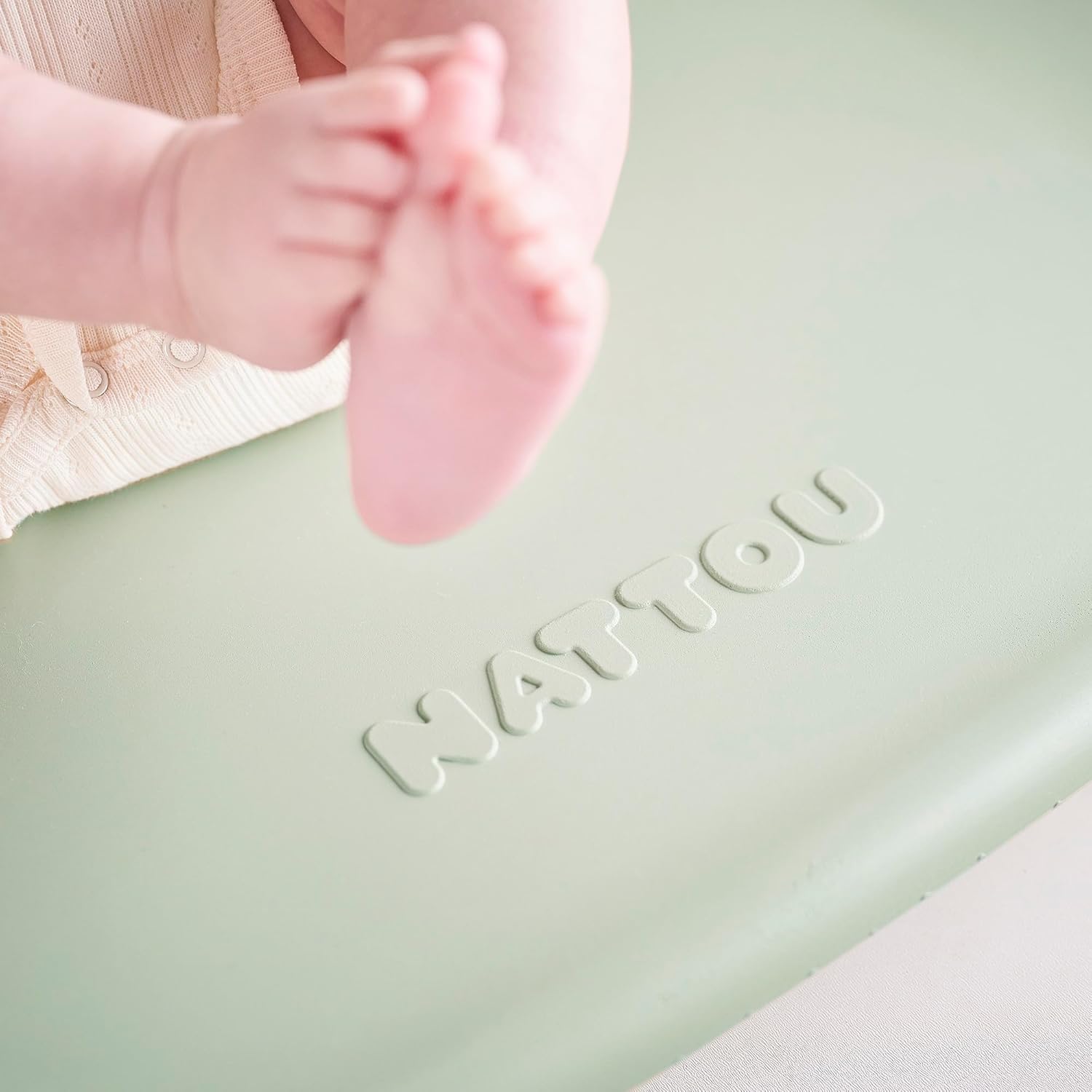 Nattou Softy Changing Pad - Wipeable Baby Changing Mat- Durable, Water-Resistant, Cocoon Shape with Honeycomb Bottom Grips BPA-Free, Assimilates Room Temperature - Green