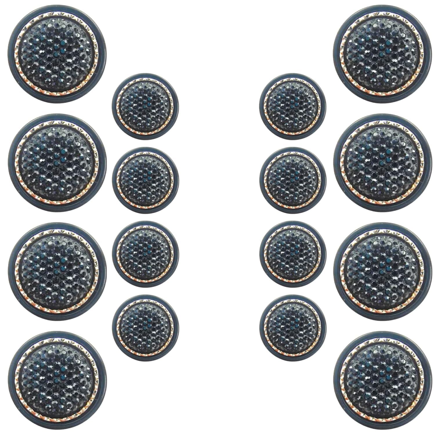 Ani Accessories Round Black Shiny Beaded Shank Button for Clothes Double Breasted Coat Blazer Suit bandh Gala Sherwani and Indian Dresses Sports Coat (Pack of 16, Black)-picture-34