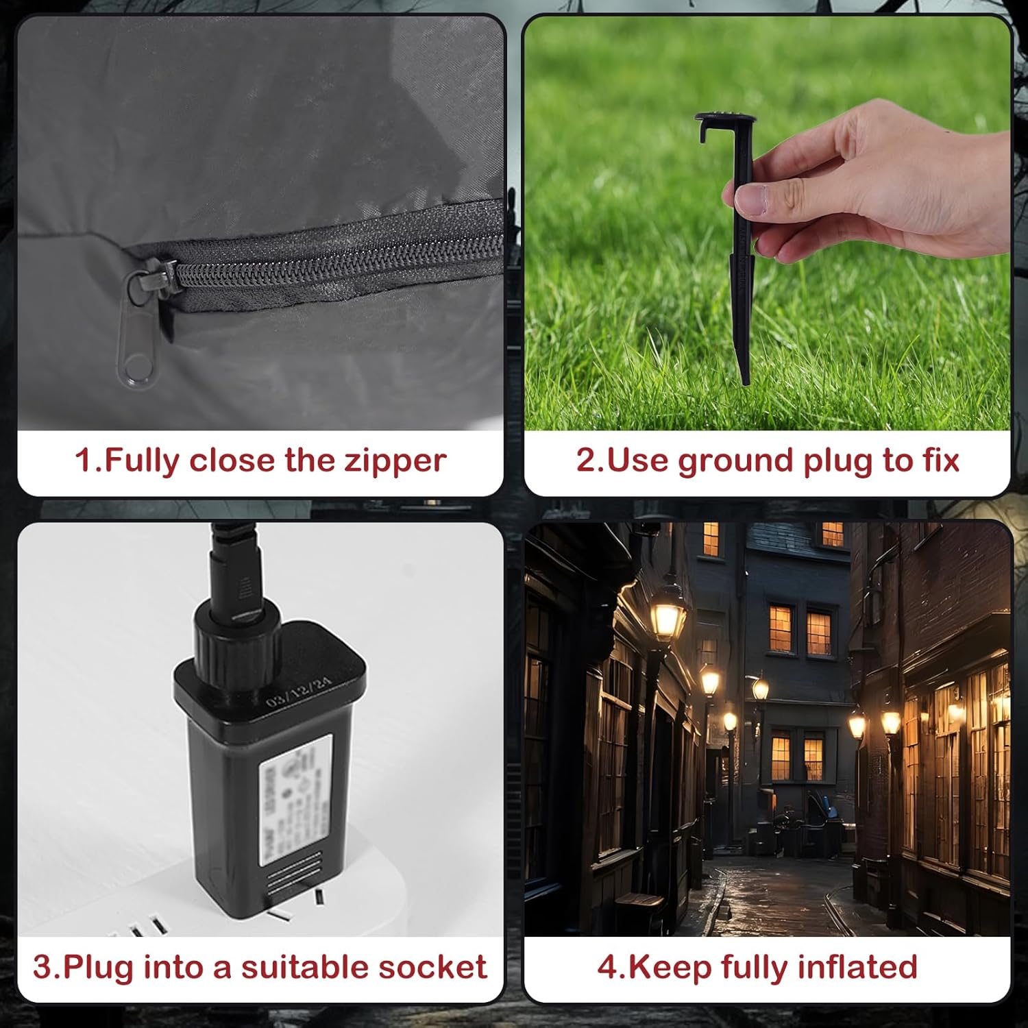 10FT Skeleton Santa Arch Inflatable Decoration, Yard Decoration with LED Lights, Outdoor Inflatable Decoration for White Christmas, Halloween, Outdoor Lawn, Garden, Party