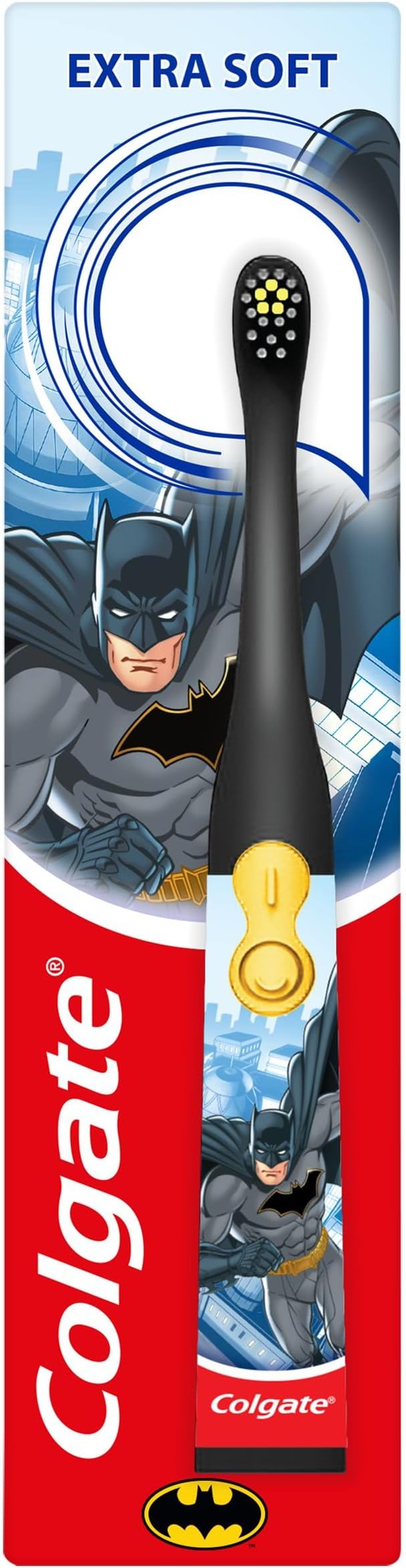 Kids Battery Batman Extra Soft Bristles Toothbrush, 3+ Years, with Sonic Vibrating Bristles to Remove More Plaque and Slim Easy to Hold Handles