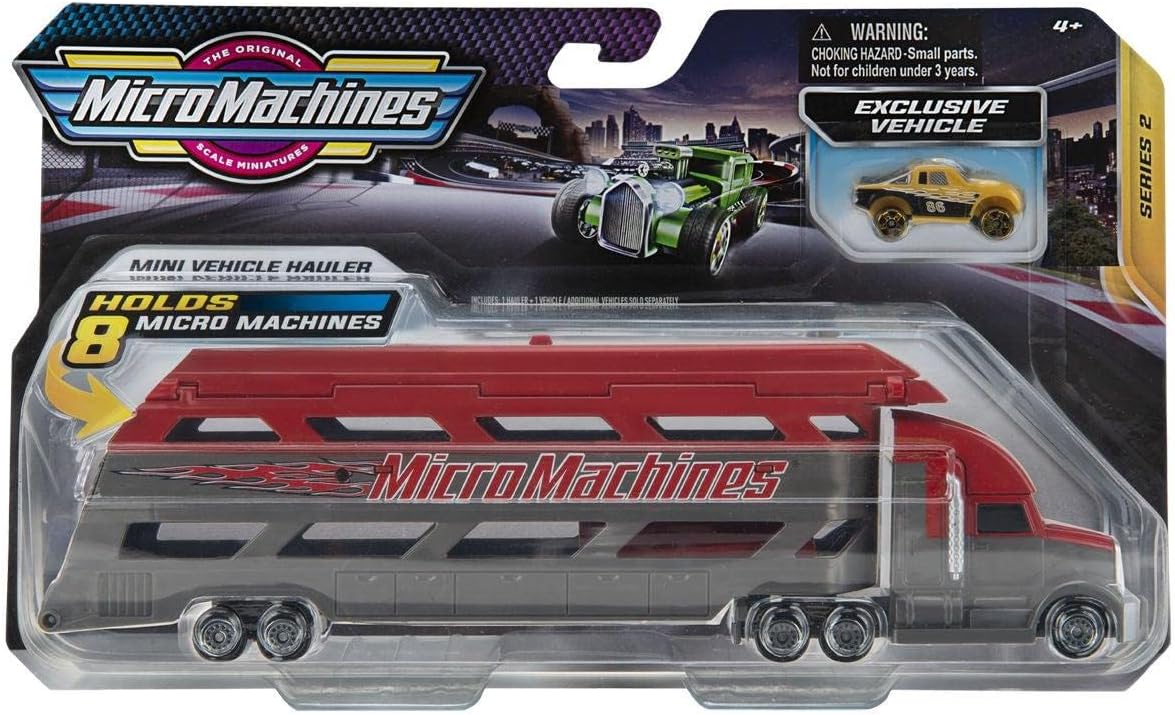 starter pack, red mini hauler - includes 2 vehicles, lorry & exclusive car, chance of rare - toy car collection