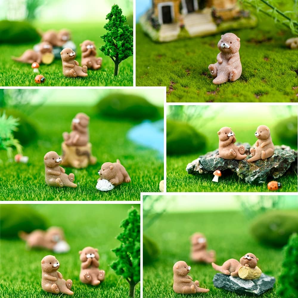 JKanruh 12 Pcs Resin Otters, Miniature Otters Figurines for Cake Decoration Home Terrarium Decoration DIY Crafts image 4