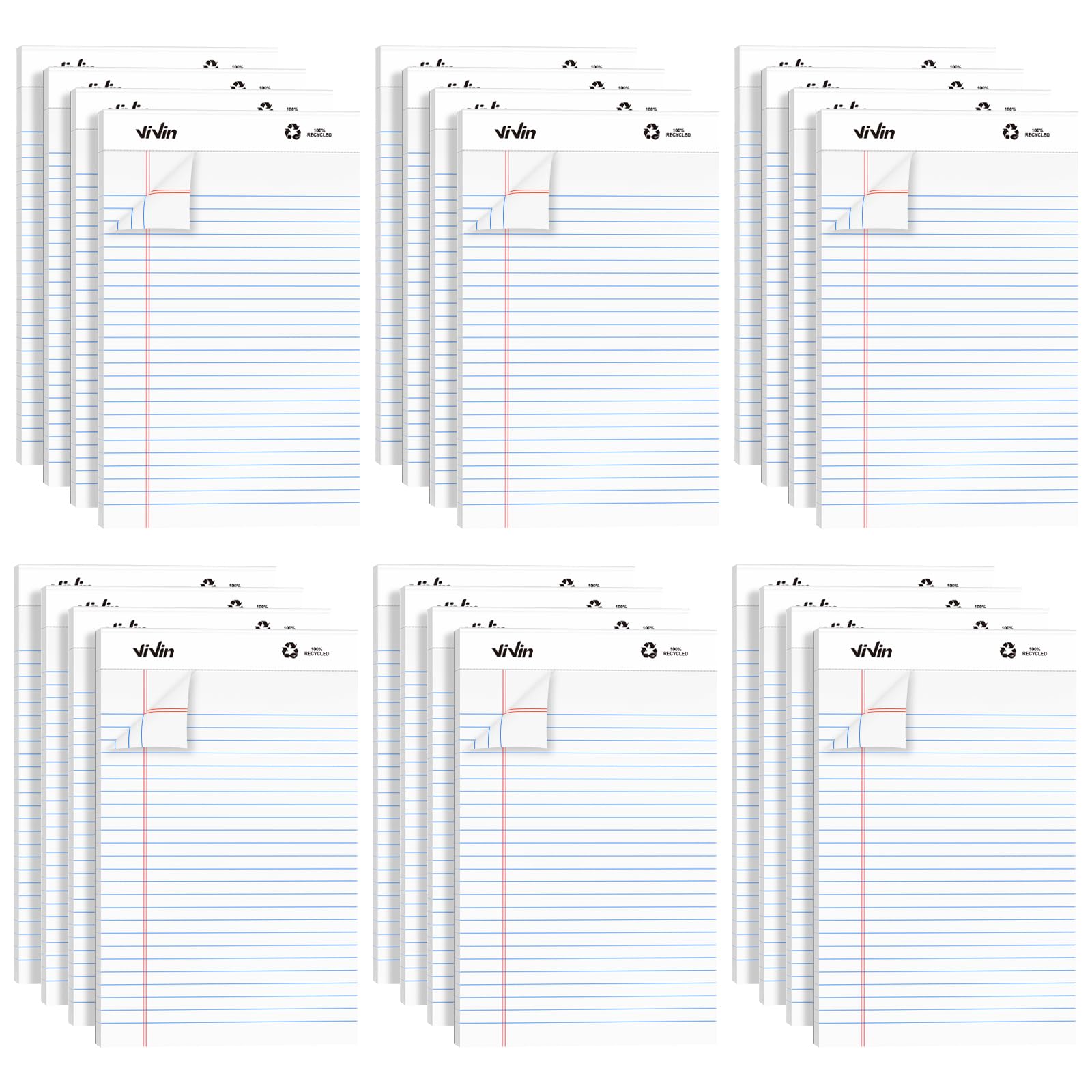 ViVin Legal Pads 5x8 24 Pack Narrow Ruled 30 Sheets Per Note Pads Perforated Writing Pad Legal Pads