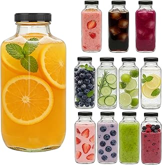 Accguan 16oz Reusable Water Bottles,Vintage Water Bottles for Juicing,Hot Sauce,Kombucha,Ginger Jar,Potion,Oil,Milk,Whiskey,Portable Travel Bottle,Smoothies Bottle(12pack)