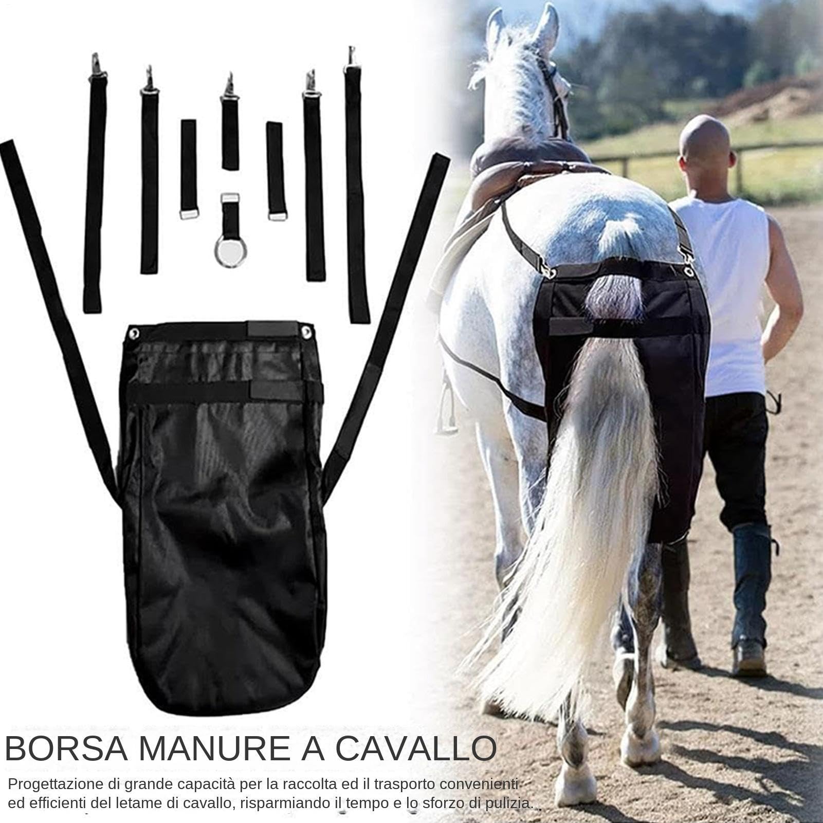 Sacco Per Letame Di Cavallo Impermeabile e Portatile per Raccolta e | Borsa per Letame di Cavallo Pieghevole Per Parco, Strada, Interni, Veicolo, Fattoria, Eventi