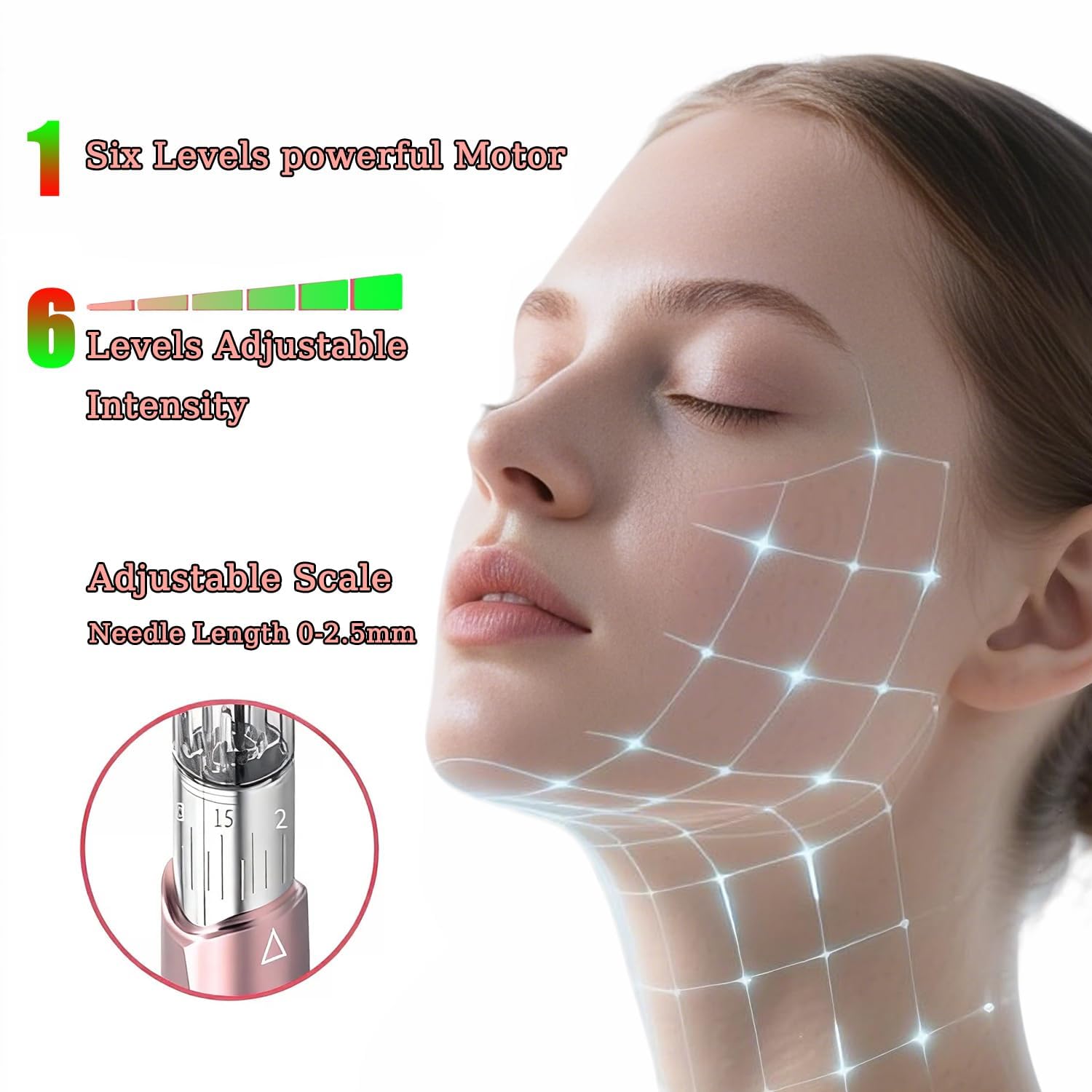 Derma Roller Pen 0.25mm At Home Use, Microneedling Pen Beauty Tool for Hair Face Scalp Beard Skin Care For Men & Women