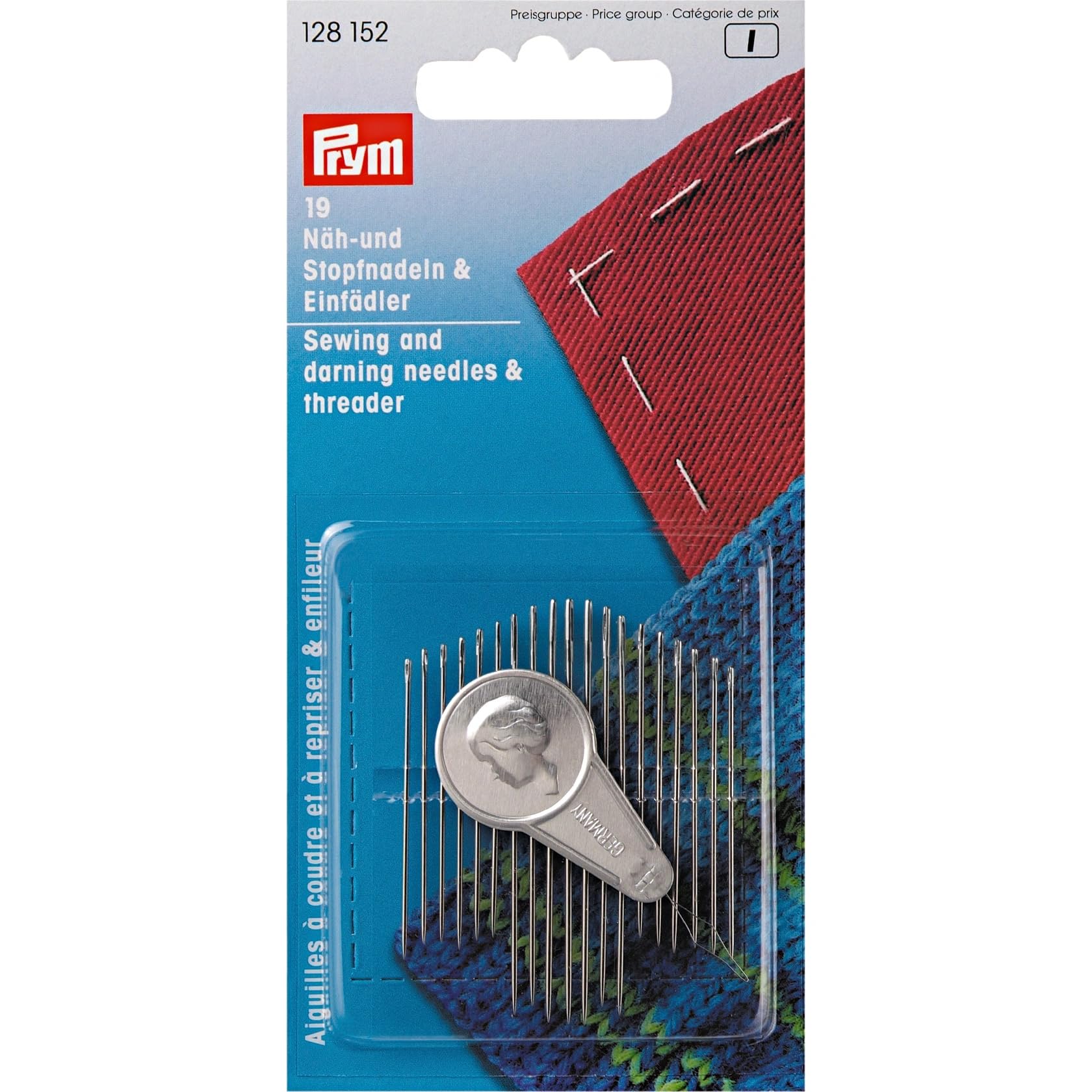 Prym Hand Sewing/Darning HT Needles with Threader, Set of 19