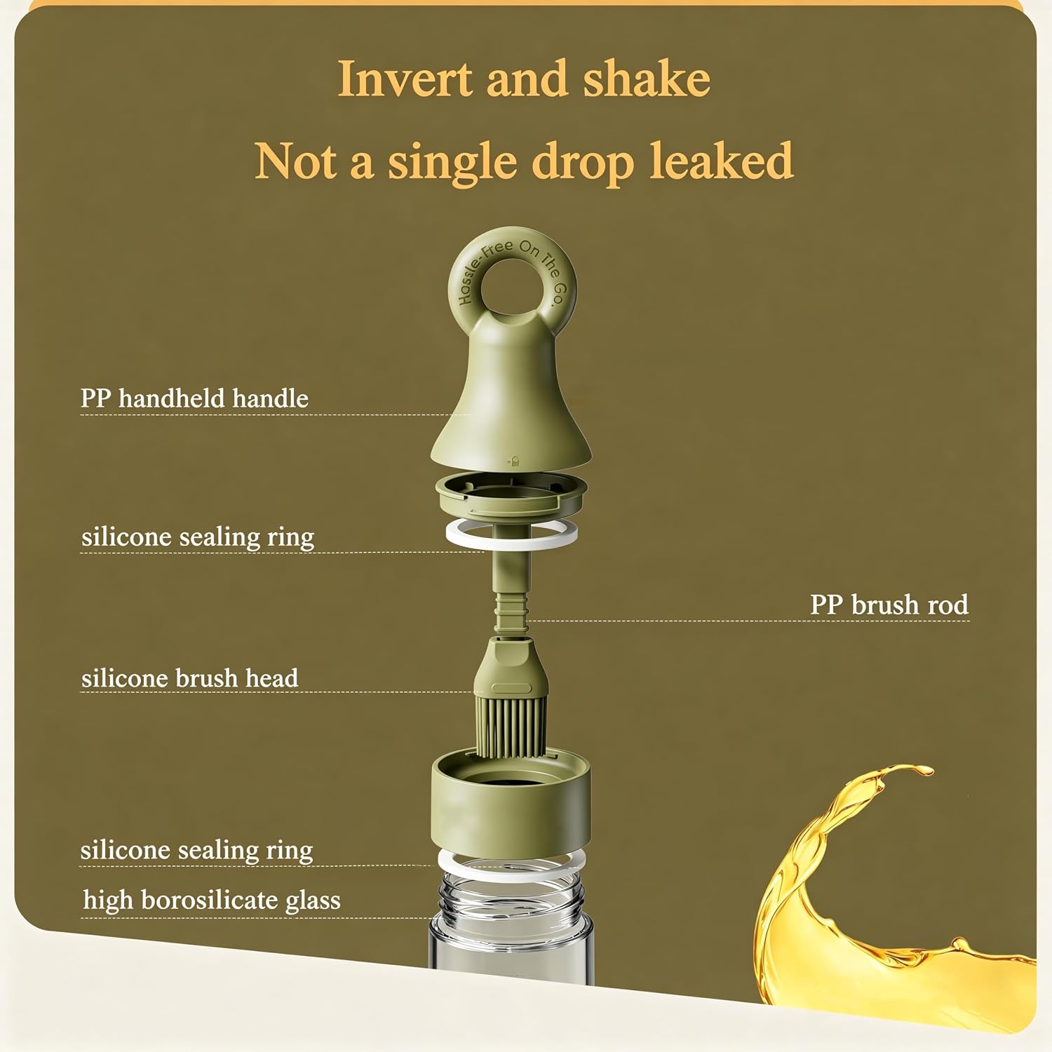 3-in-1 Oil Dispenser Bottle with Brush, 150ml Leak-Proof Basting Bottle