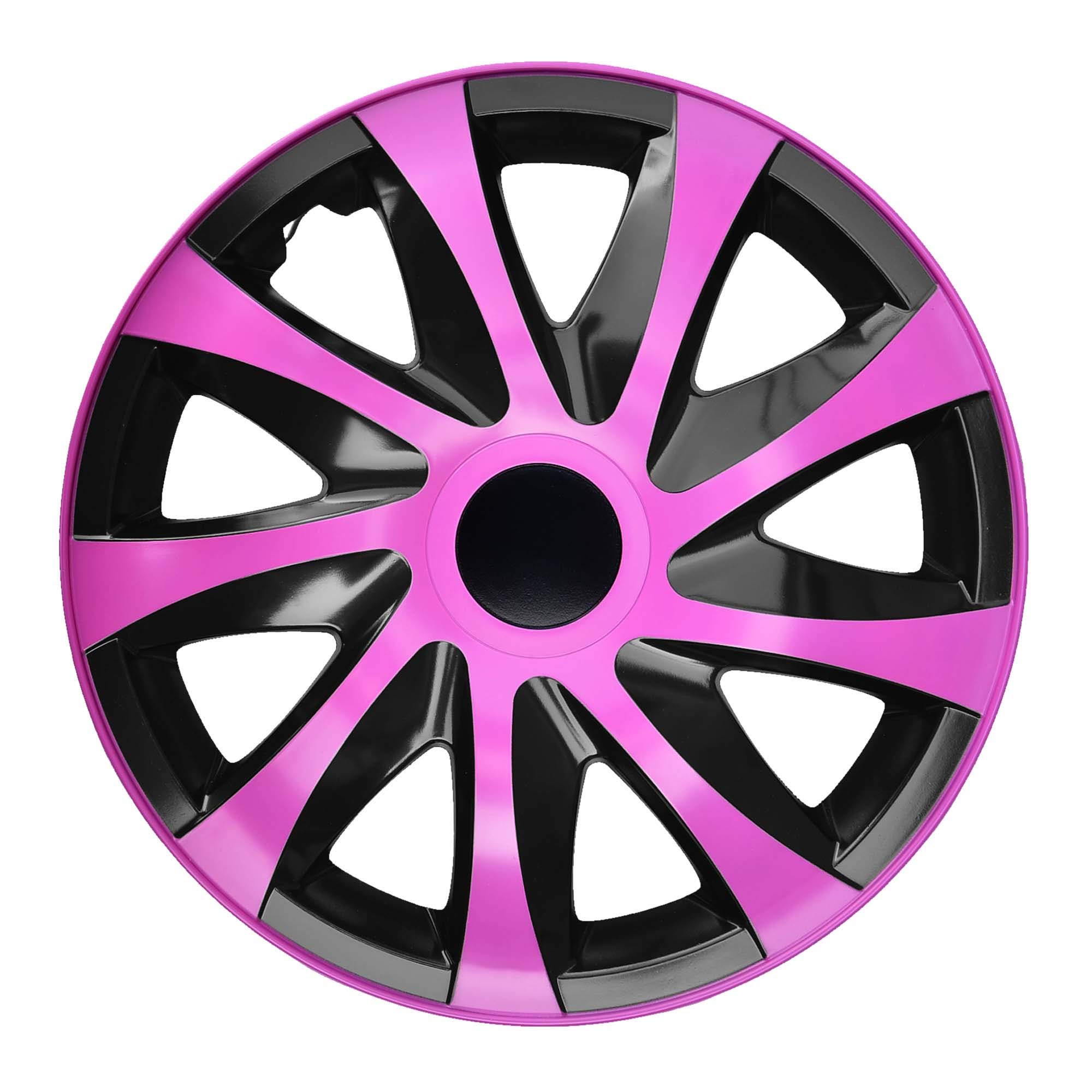 NRM ko244 Copricerchi Draco CS, Colore: Nero/Rosa, 16 Pollici, Set di 4