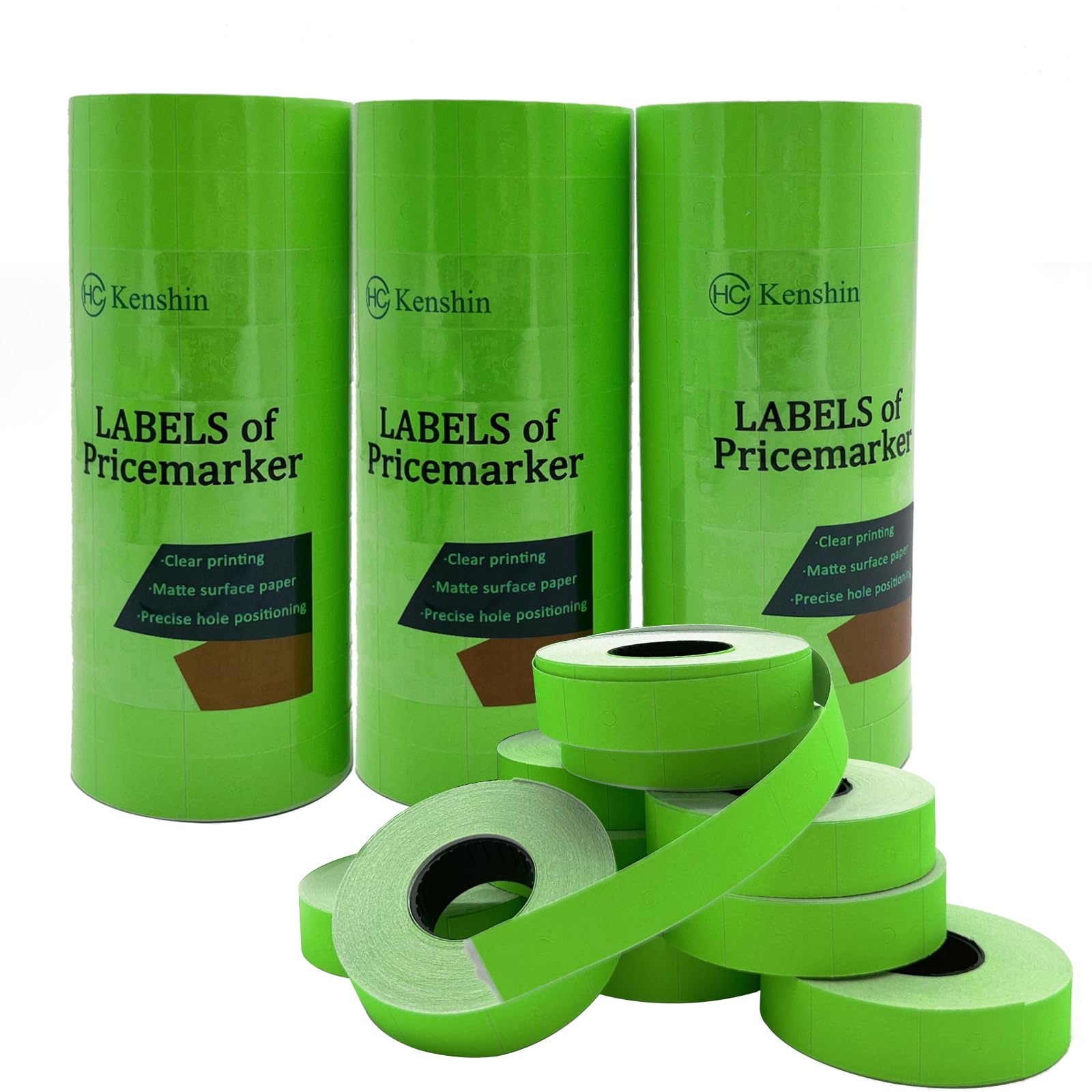 Feiezade 16,000 Pcs 2 Line Refill Price Marking Labels Stickers for Price Tag Machines MX6600,MX6602,YH689, 40 Rolls with 3 Discount Stickers, Retail Organization, Shop, Grocery Store?Green?