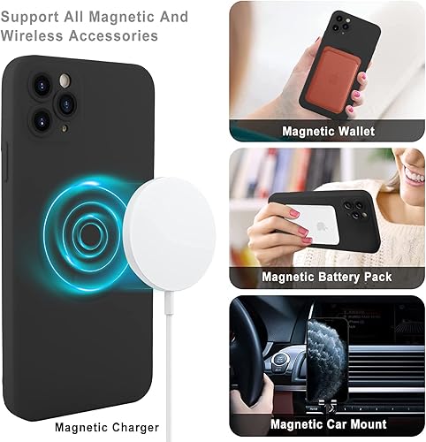 Miniatura 2 de Fiyart Funda magnética diseñada para iPhone 11 Pro Max, compatible con cargador inalámbrico MagSafe, funda protectora de silicona delgada de