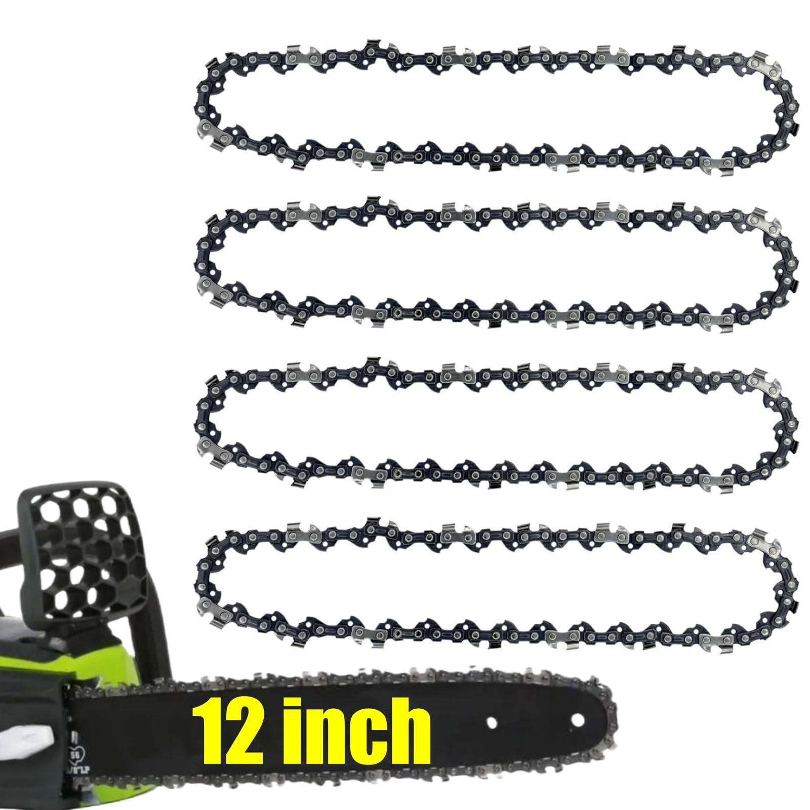 4 cadenas de motosierra de 12 pulgadas de paso 3/8 LP de 0.127 cm, 45 eslabones de transmisión S45 cadenas de motosierra para Craftsman Dewalt DCCS620 Greenworks, hoja de motosierra compatible con