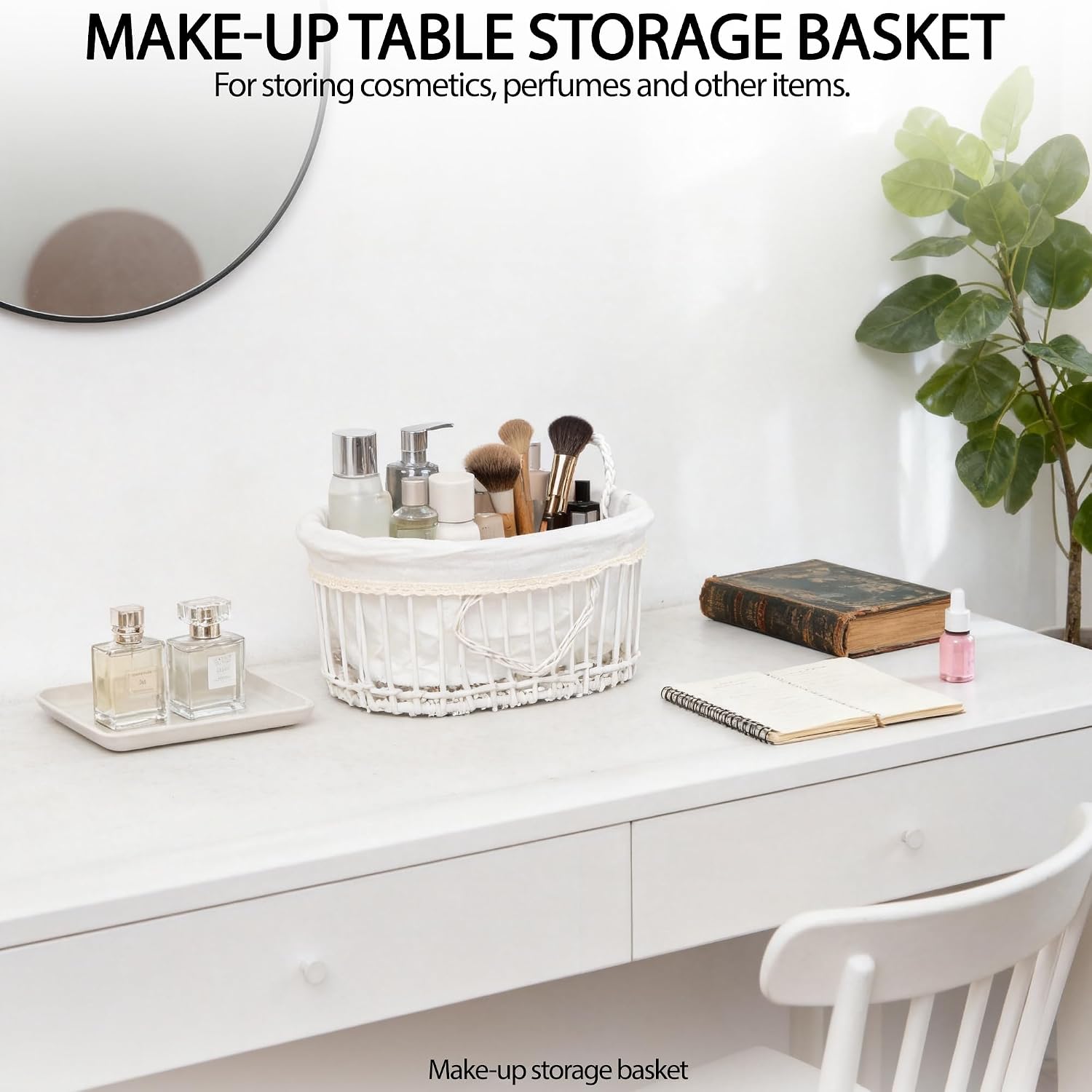 White Wedding Basket, Medium Decor Organizer image 3