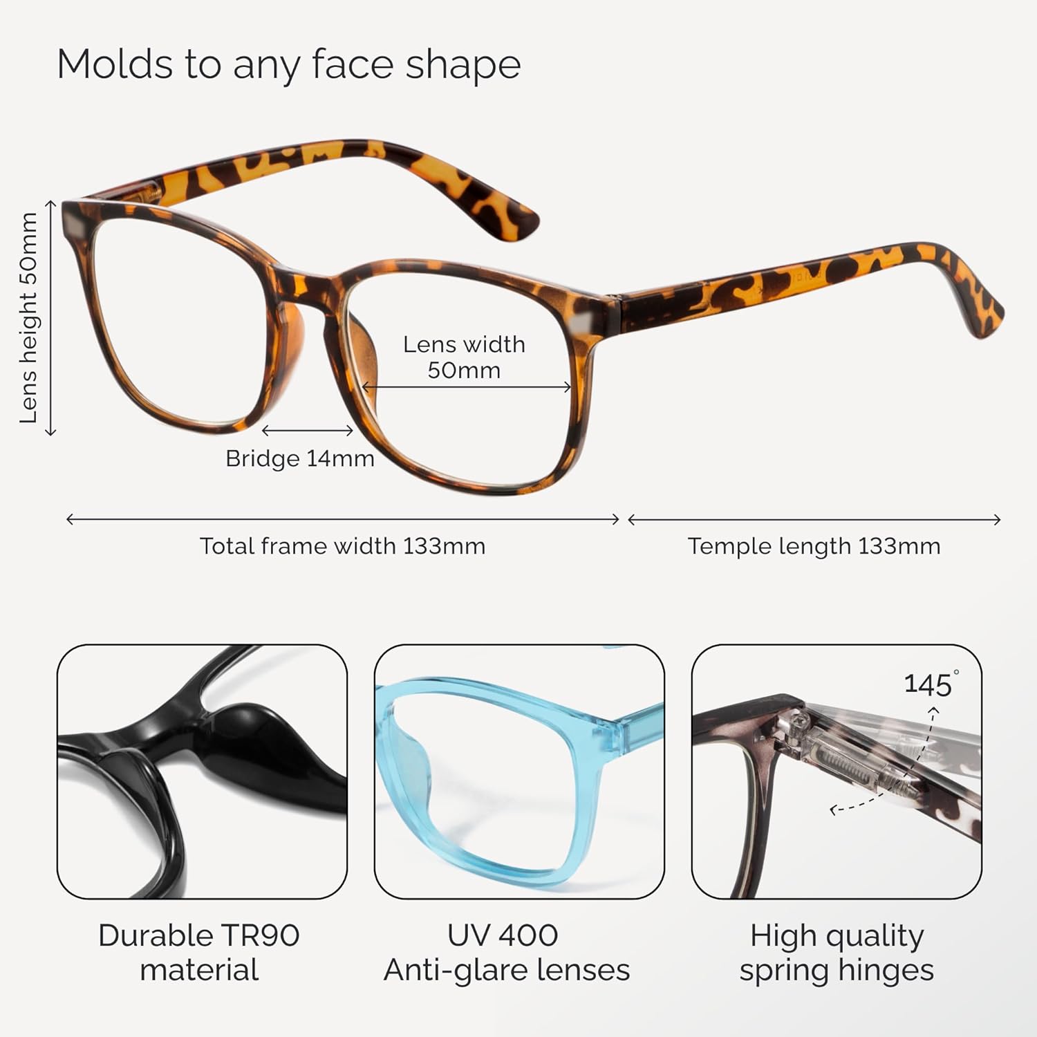 CCVOO Reading Glasses for Women/Men, Eyeglasses, Blue Light Readers for Women/Men, Computer Eye Glasses, Cheaters - Image 7
