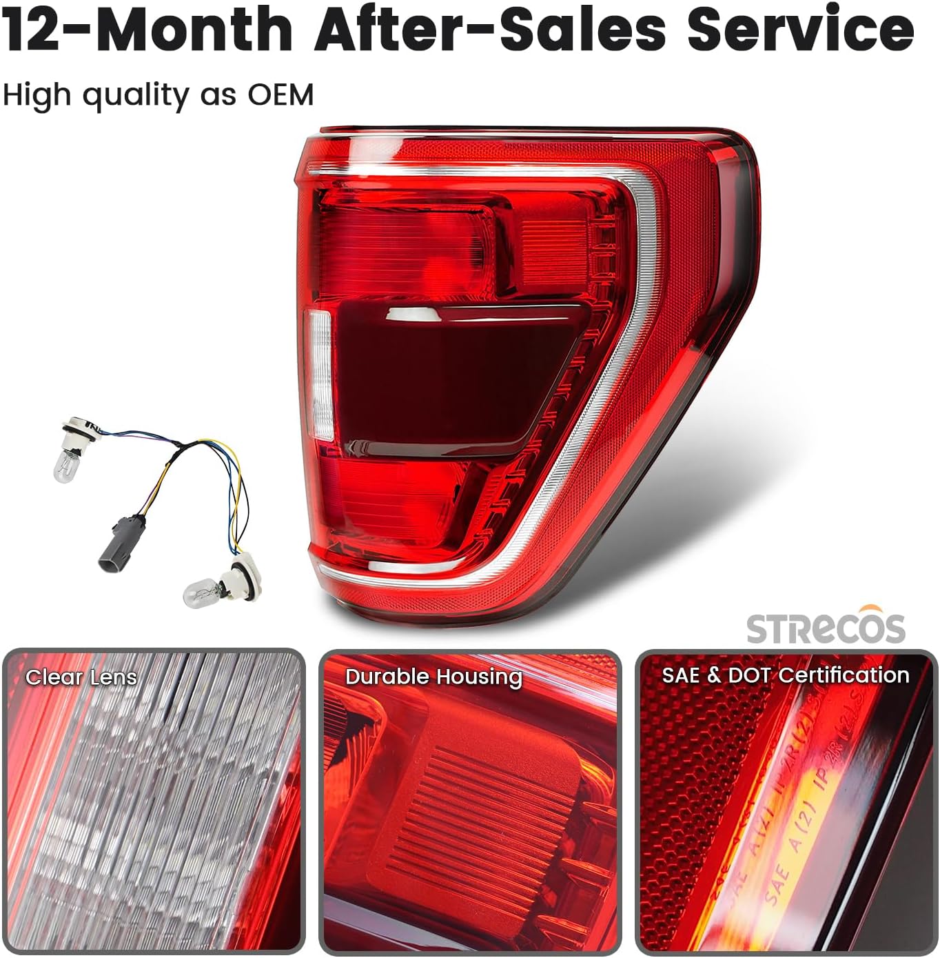 Tail Light Compatible with 2021 2022 2023 Ford F150 XL XLT Halogen Type Taillight w/Blind Spot Rear Turn Signal Brake Lamp Assembly Replacement ML3Z13404C (Right Passenger Side)