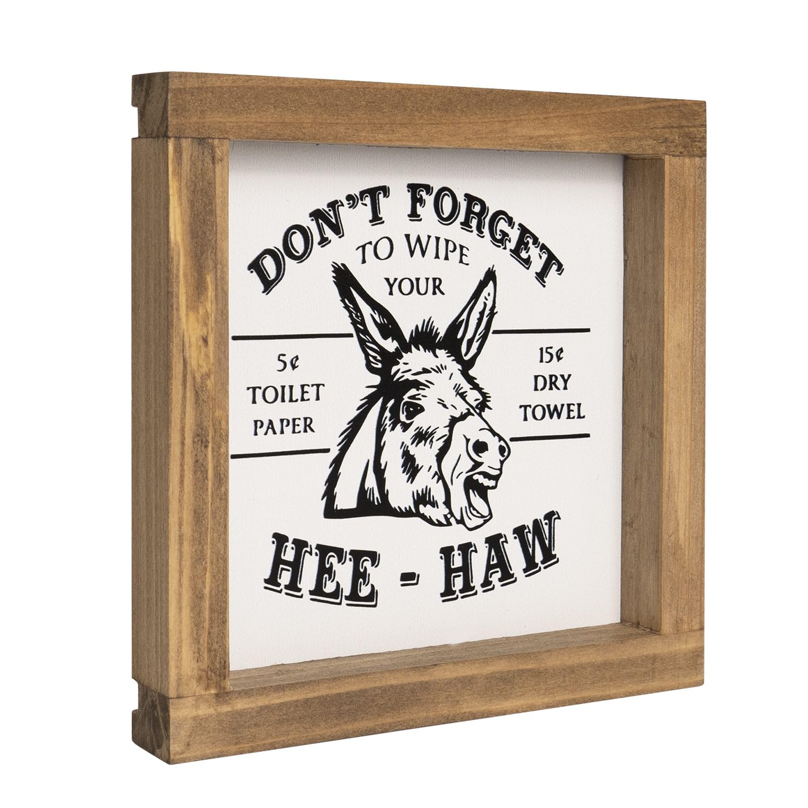flangairy Funny Bathroom Sign Wall Decor, Wood Don'T Forget To Wipe Your Hee Haw Sign, Humor Half Bath Restroom Toilet Shelf Art Decorations