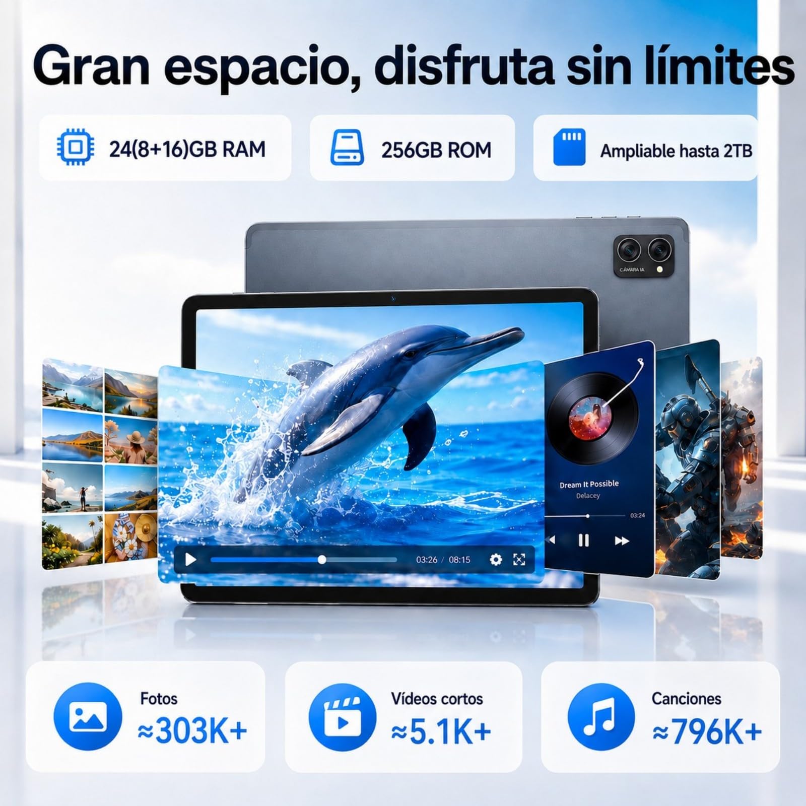 BESTTAB Android Tableta con Teclado - 24 GB RAM + 256 GB ROM(2TB TF) | Tablet 10 Pulgadas con Lápiz, Ratón y Funda, T606 Ocho Núcleos, Widevine L1, WiFi 5G, Batería 5000 mAh