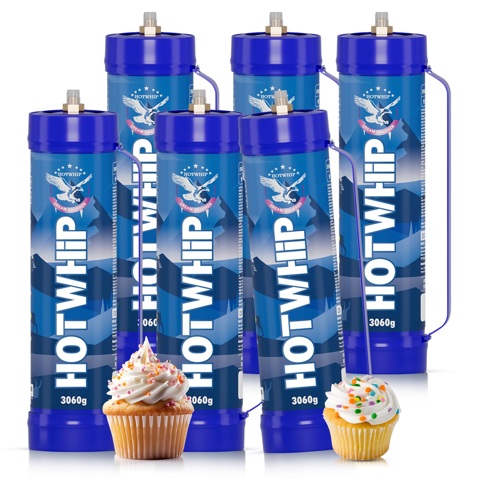 Whipped Cream Charger 3000g 4.5L Food Grade 99.99% Purity Premium Cream Cartridge Nitrous Oxide Tank(6 Cylinders)