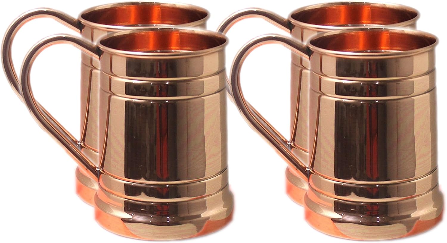 Pure Copper Beer Mugs Unique Tankard Look Handmade Solid and Pure Copper Beer Stein No Lining Ice Cold Beer Moscow Mules Capacity 20 Ounce Pack of 4