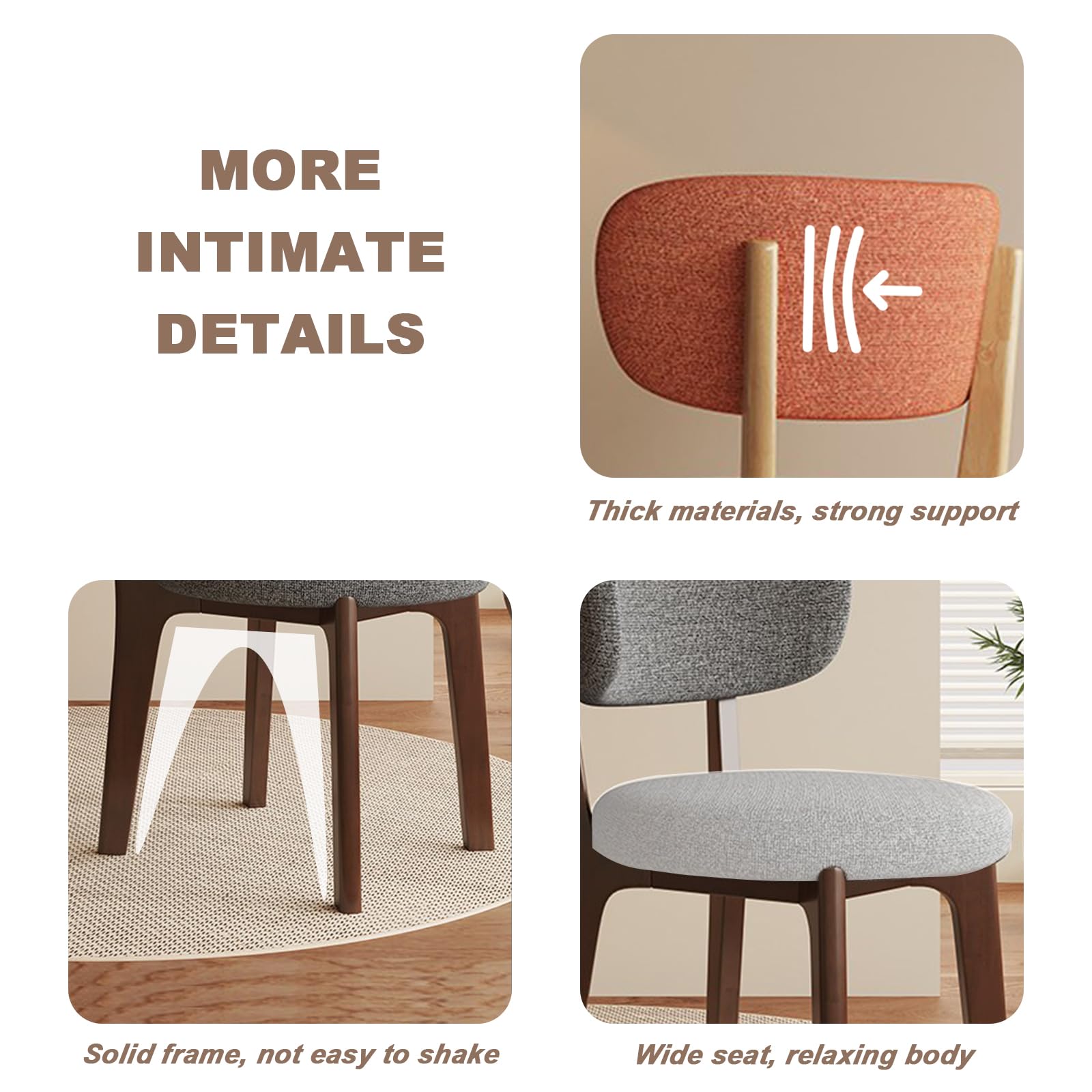 Set di 2 sedie da pranzo moderne, struttura in legno con classico cotone e lino, sfoderabili e lavabili, perfette per cucina e ristorante, nero e grigio scuro