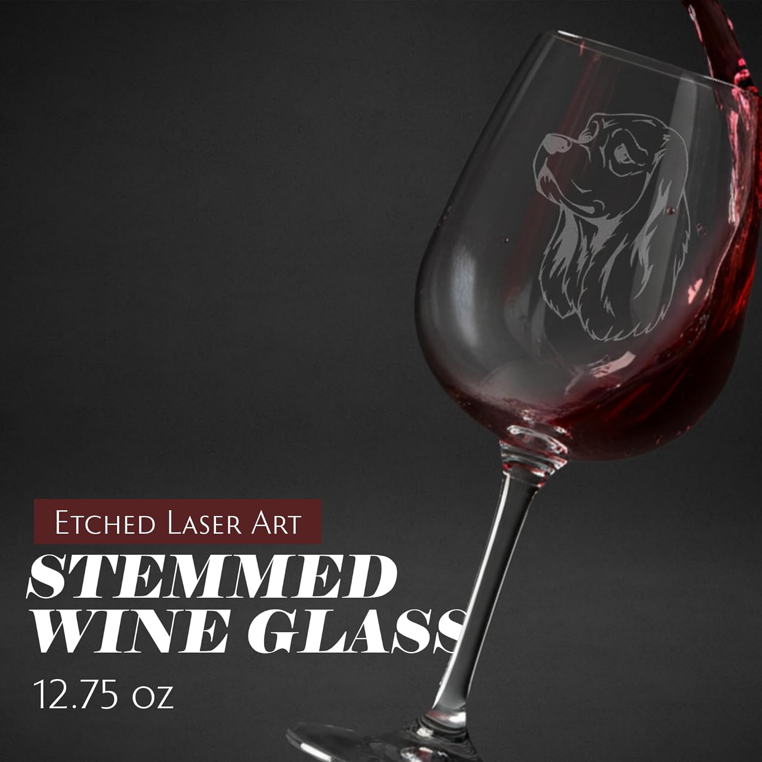 Cocker Spaniel Dog Personalized Custom Themed Etched All Purpose 12.75oz Wine Glass