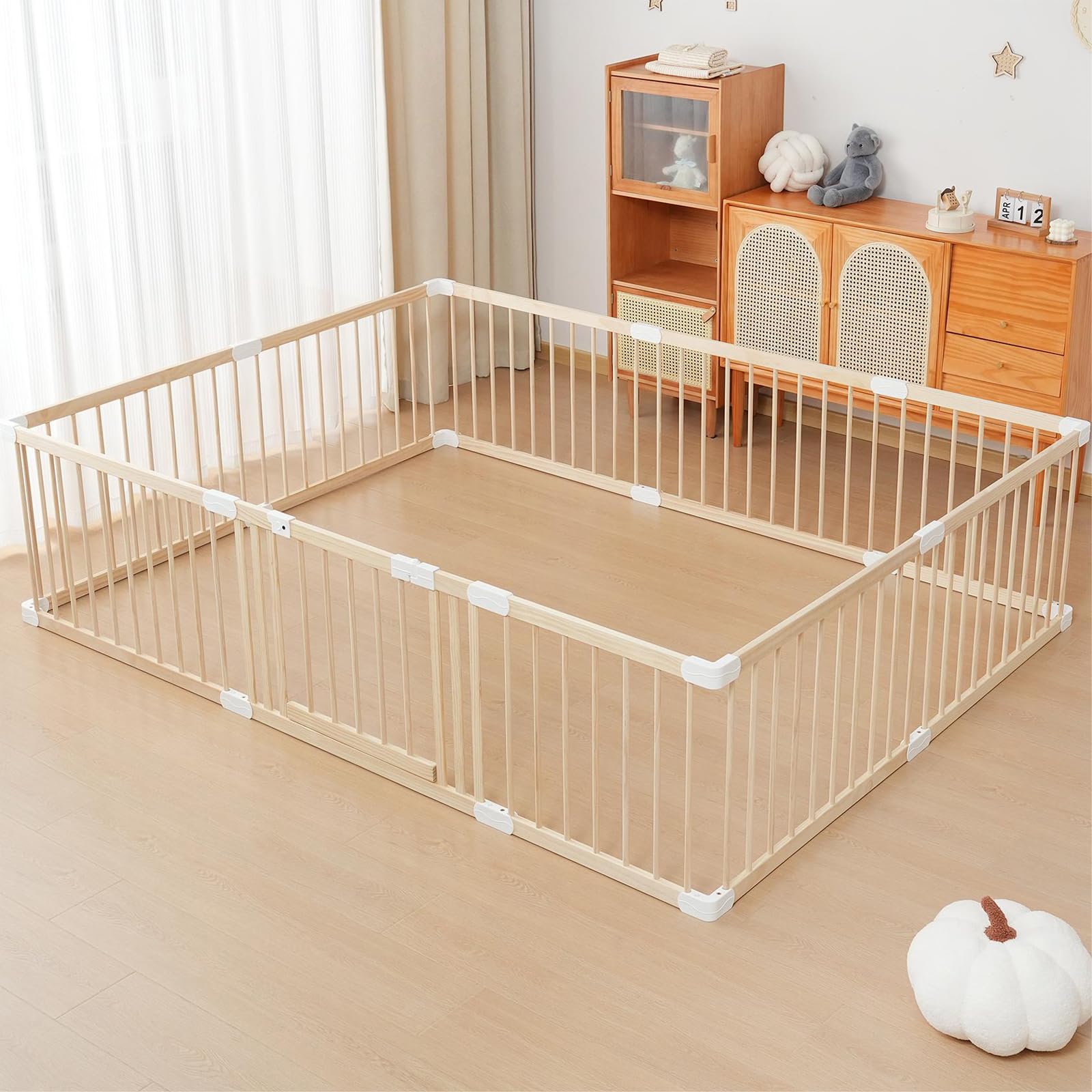 Wooden Baby Playpen,Playpen Play Pens for Babies and Toddlers,Toddler Playpen,Baby Play Fence Yards,Large Baby Playpen Wood (180×240×61 CM)