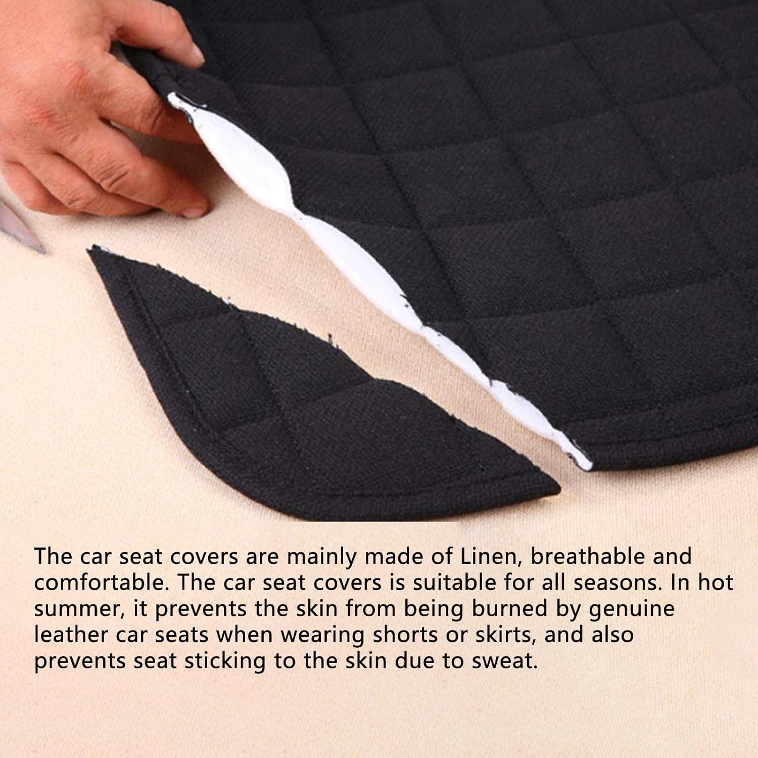 Suninbox Linen Back Car Seat Covers,Rear Car Seat Covers,Cloth Bottom Car Back Seat Cushion,Automotive Seat Protector Breathable Ventilated Gray