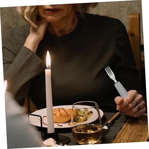 Miniatura 3 de 1 juego de vajilla antivibración para los ancianos, juego de vajilla de plástico, utensilios adaptables, utensilios portátiles, juego de utensilios