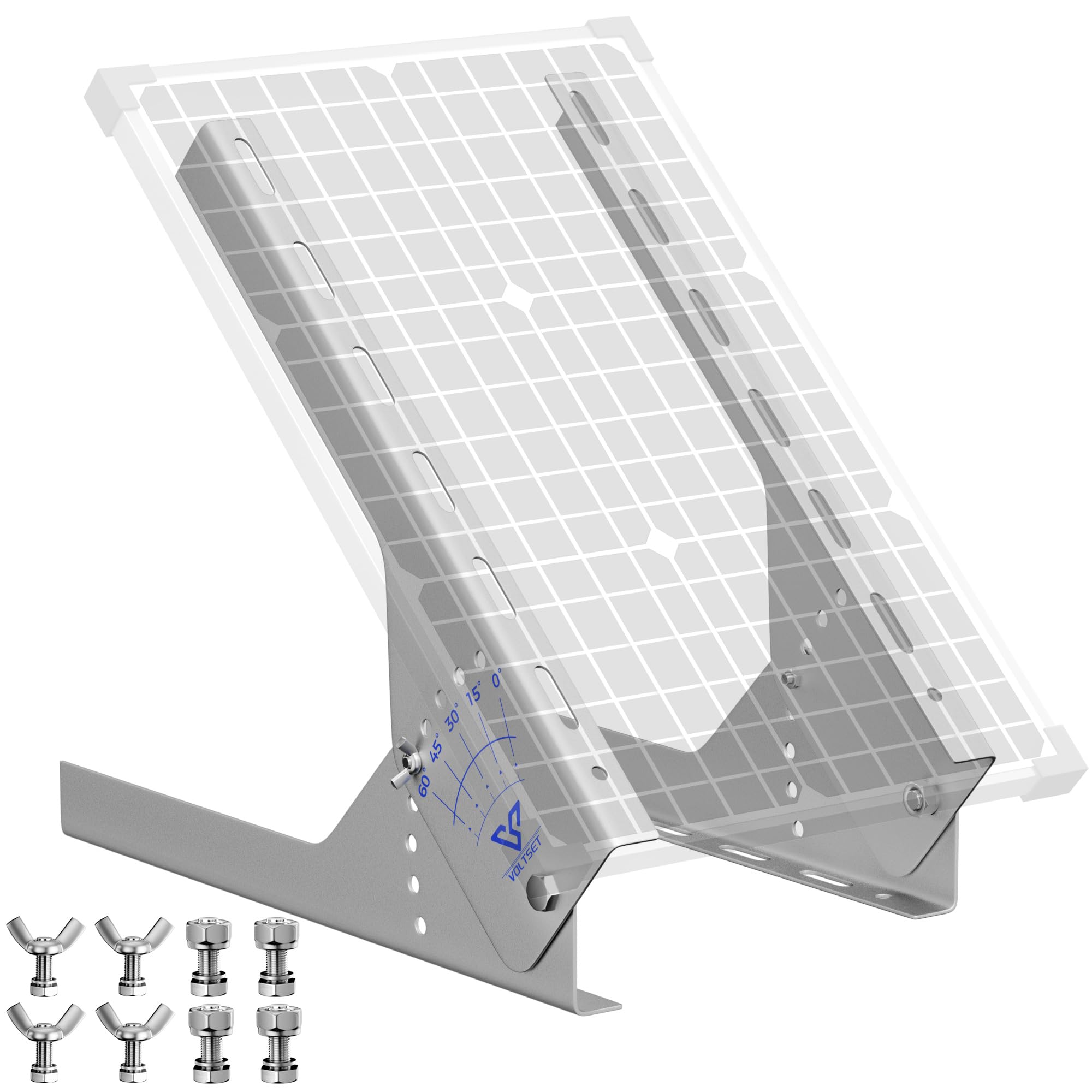Voltset Adjustable Solar Panel Mount Brackets, 0-60 Degree Angle Adjustable, 13.8in Solar Panel Mount Racks for Wall, Roof, RV, Boat, Off Grid Solar Systems-image-25