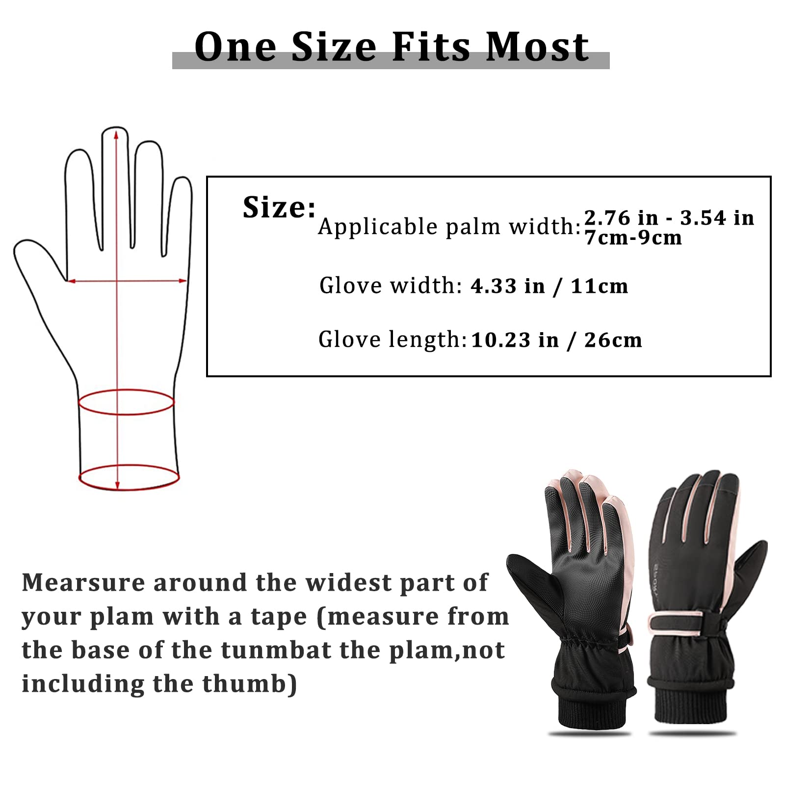 Andiker Guantes Impermeables Esquí Mujeres Pantalla Táctil Invierno Vellón Snowboard Prueba Viento Bicicleta