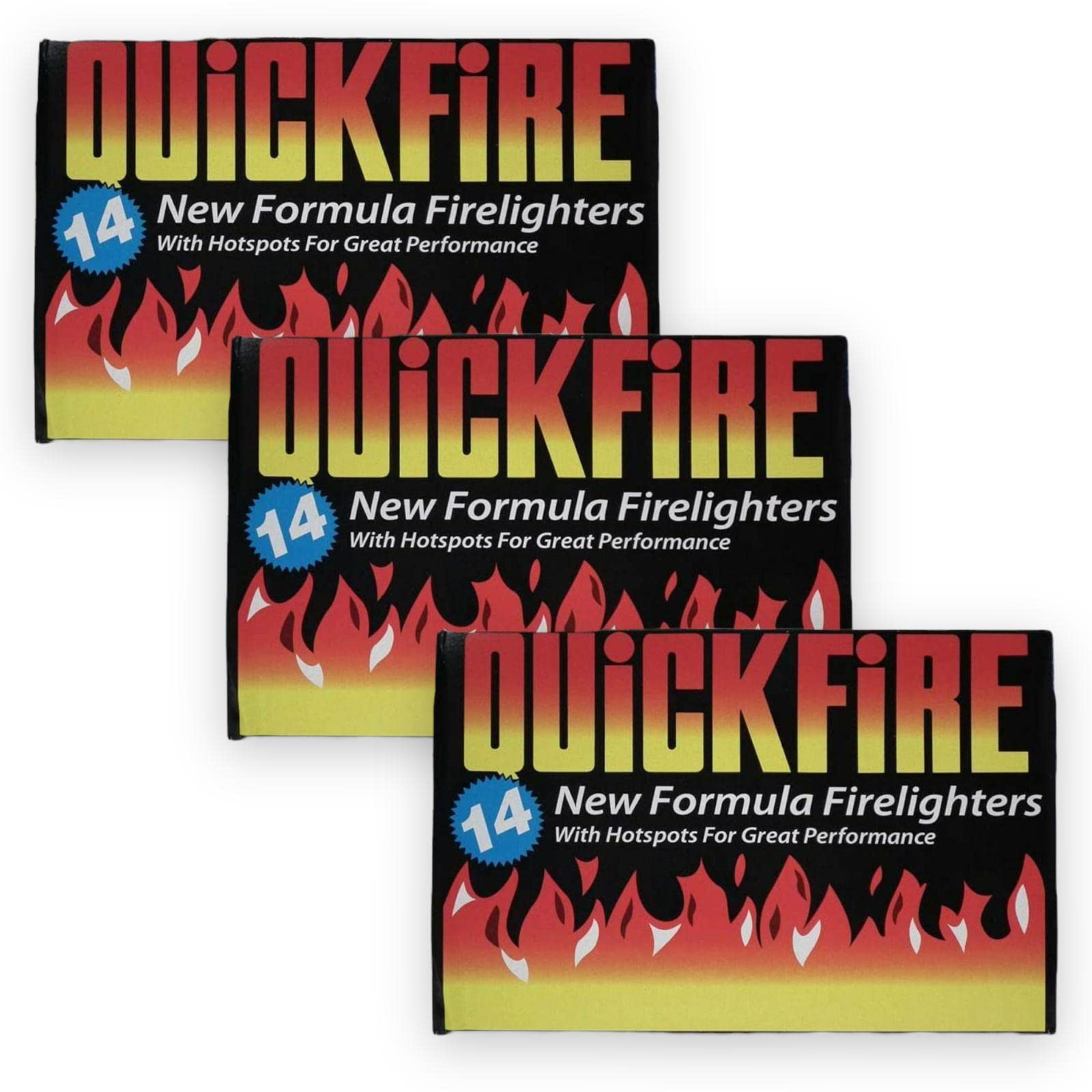 Quickfire Firelighters Bulk Pack Fire Lighters hotspot Burners BBQ Coal Wood Burners with KasaBona Safety Matches – 14 Firelighters (42 Firelighters), White, (369562 + ksbmatches)