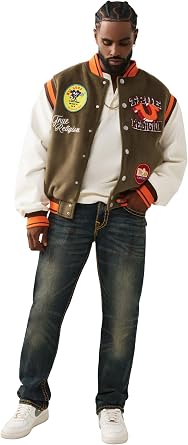 True Religion Men's Ricky Super T Flap Straight Jeans | Straight Fit, Flap Pocket Detail, Cotton Blend
